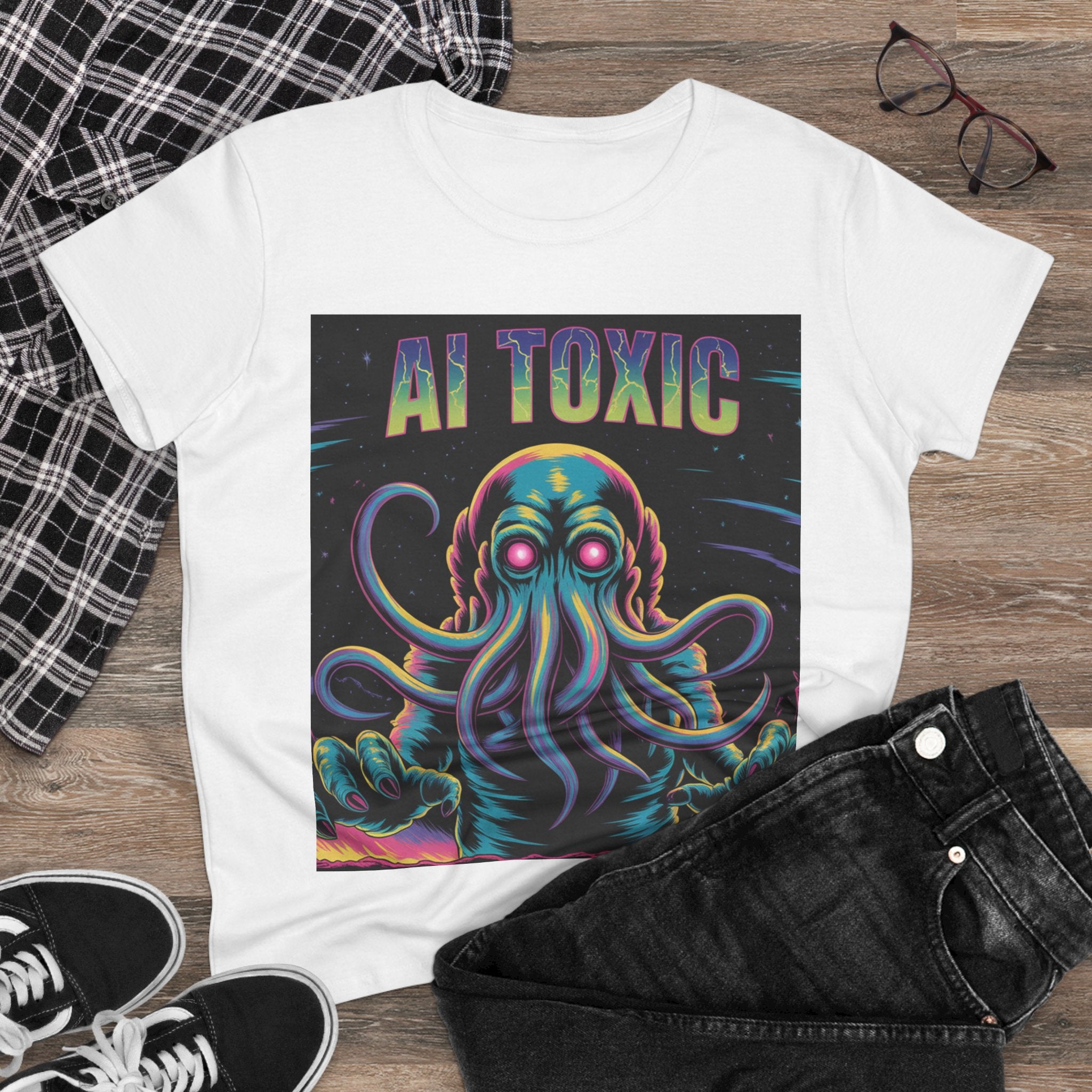 AI TOXIC  "Data Overlord" Women's Midweight Cotton Tee