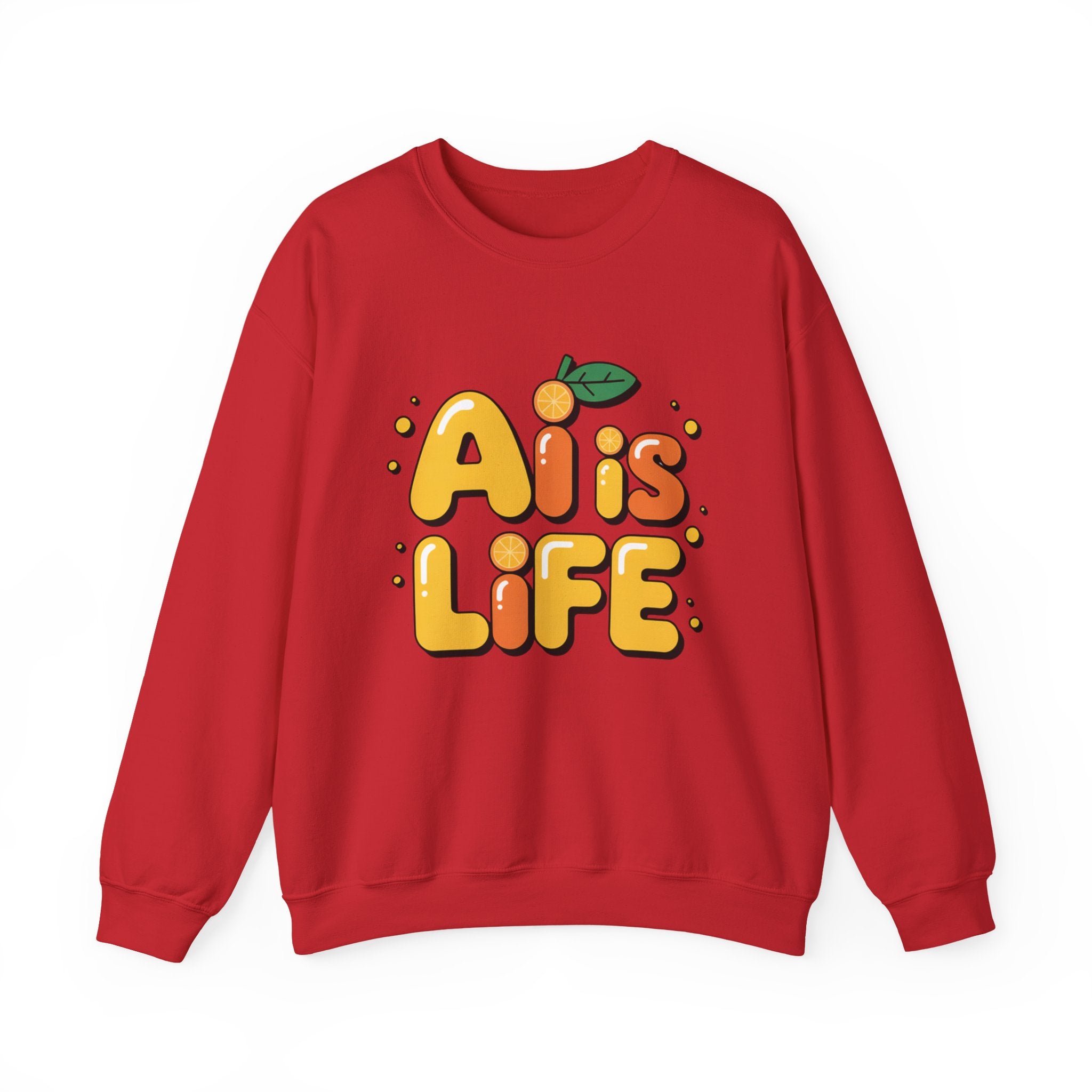 AI is LIFE  "Orange Overclock" Unisex Heavy Blend™ Crewneck Sweatshirt