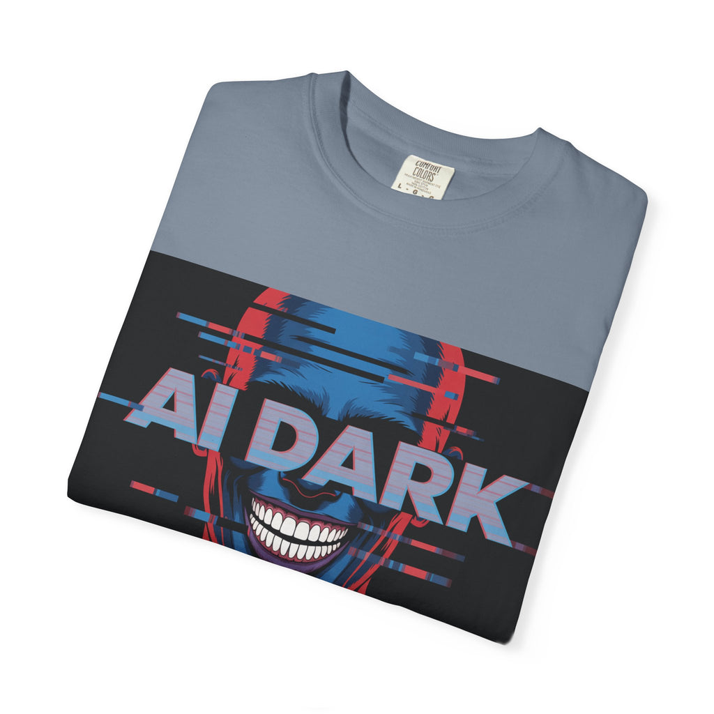 AI DARK " Deepcore Distortion — Cyberpunk Smiling Skull Tee