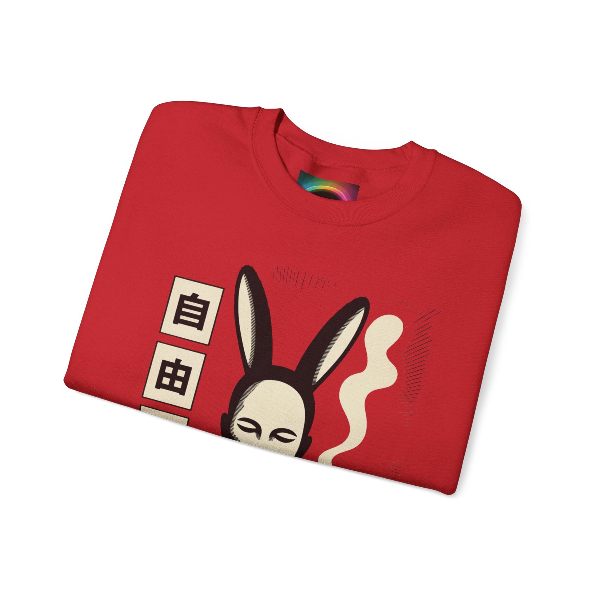 Weird AI Tee "CYBER RABBIT NOIR" Retro Bunny-Masked AI Graphic Crewneck Sweatshirt