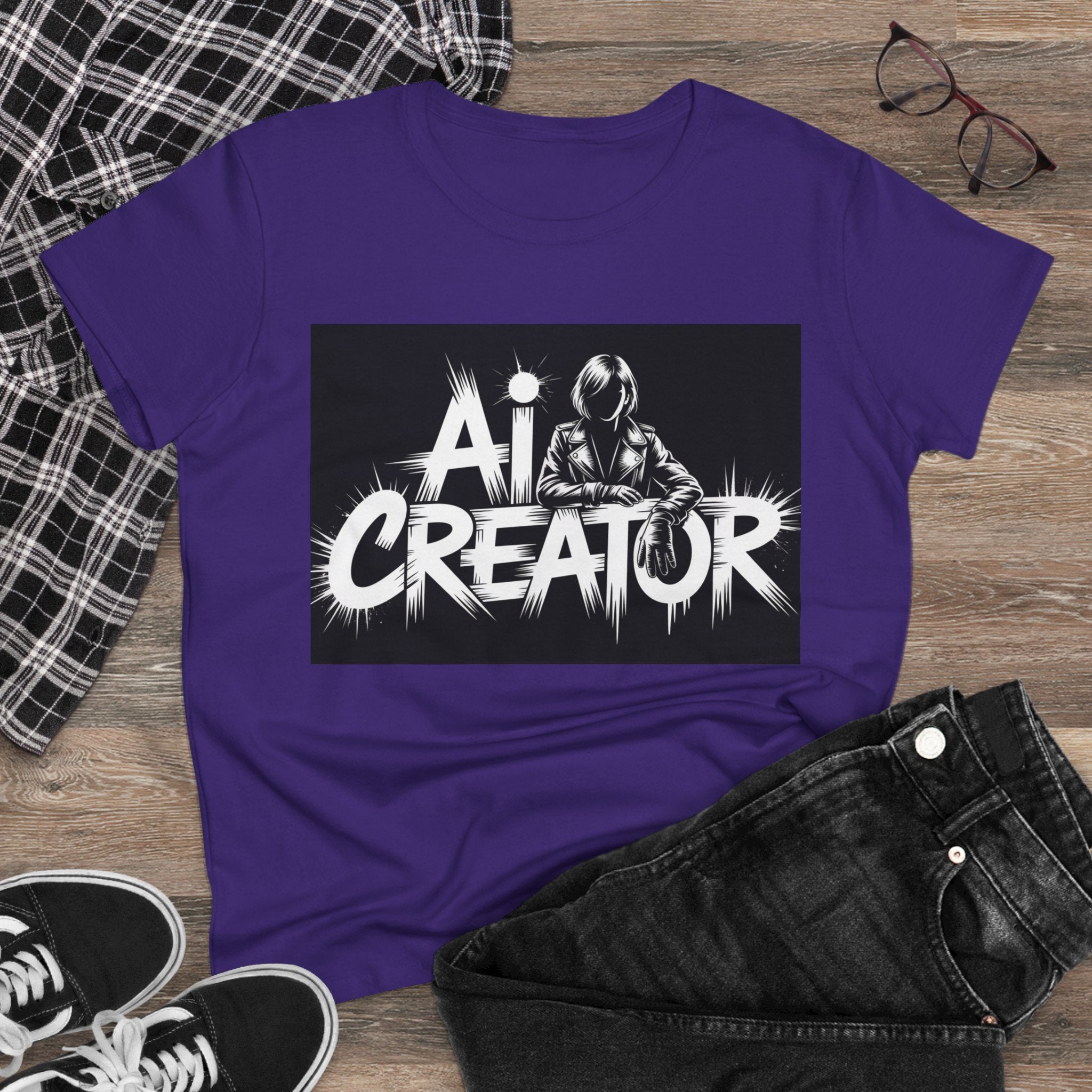 AI Creator  "Digital Rebel" Women's Midweight Cotton Tee