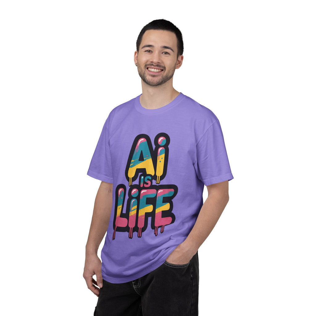AI IS LIFE  " Neon Circuit " Unisex Garment-Dyed T-shirt