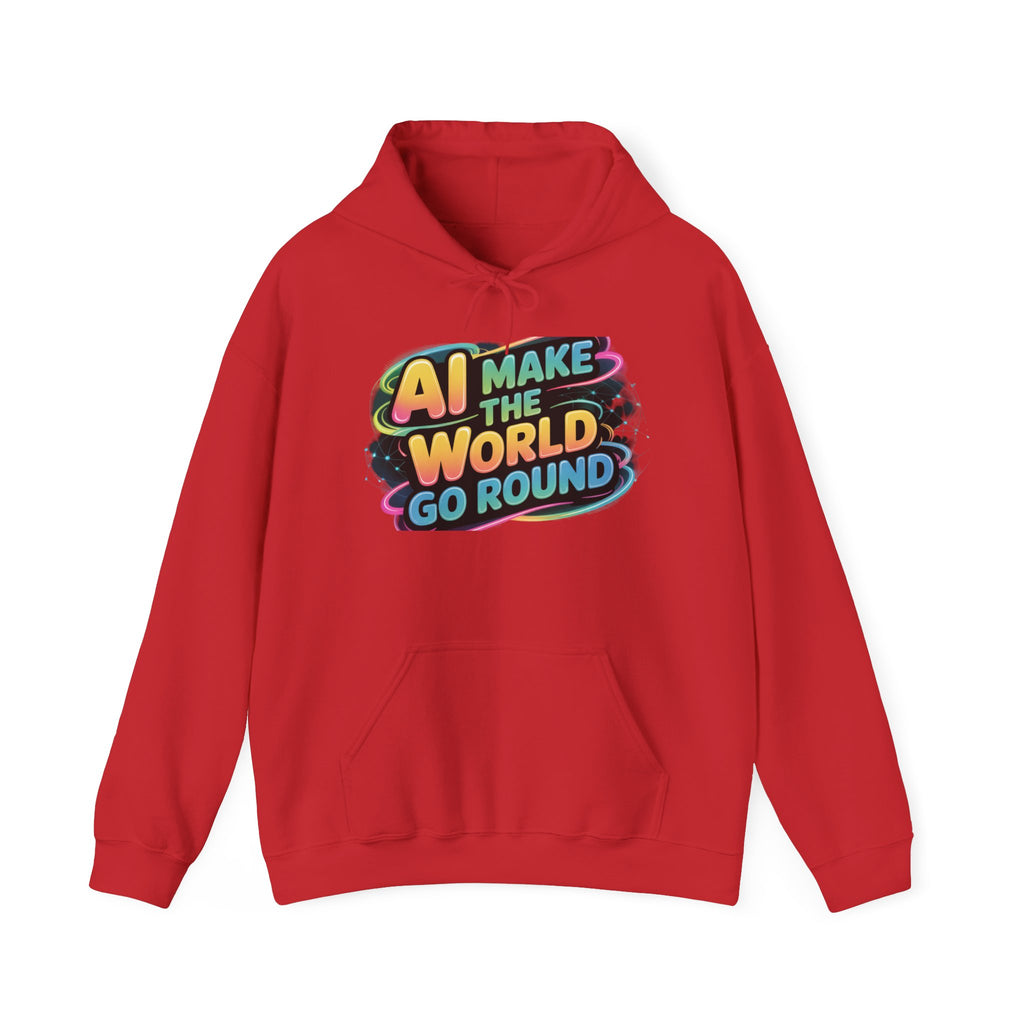 AI MAKE THE WORLD GO ROUND  "Techno Orbit" Unisex Heavy Blend™ Hooded Sweatshirt