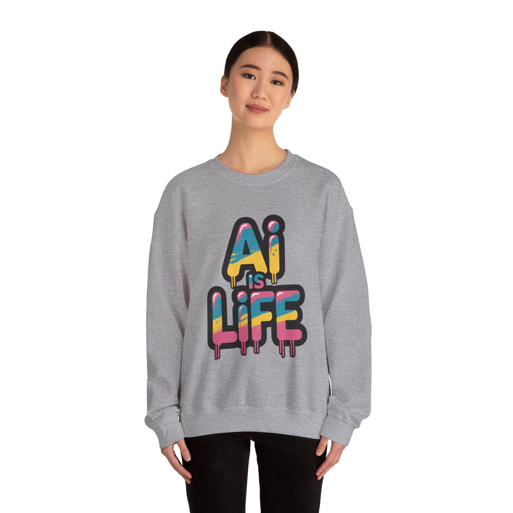 AI IS LIFE " Neon Circuit " Unisex Heavy Blend™ Crewneck Sweatshirt