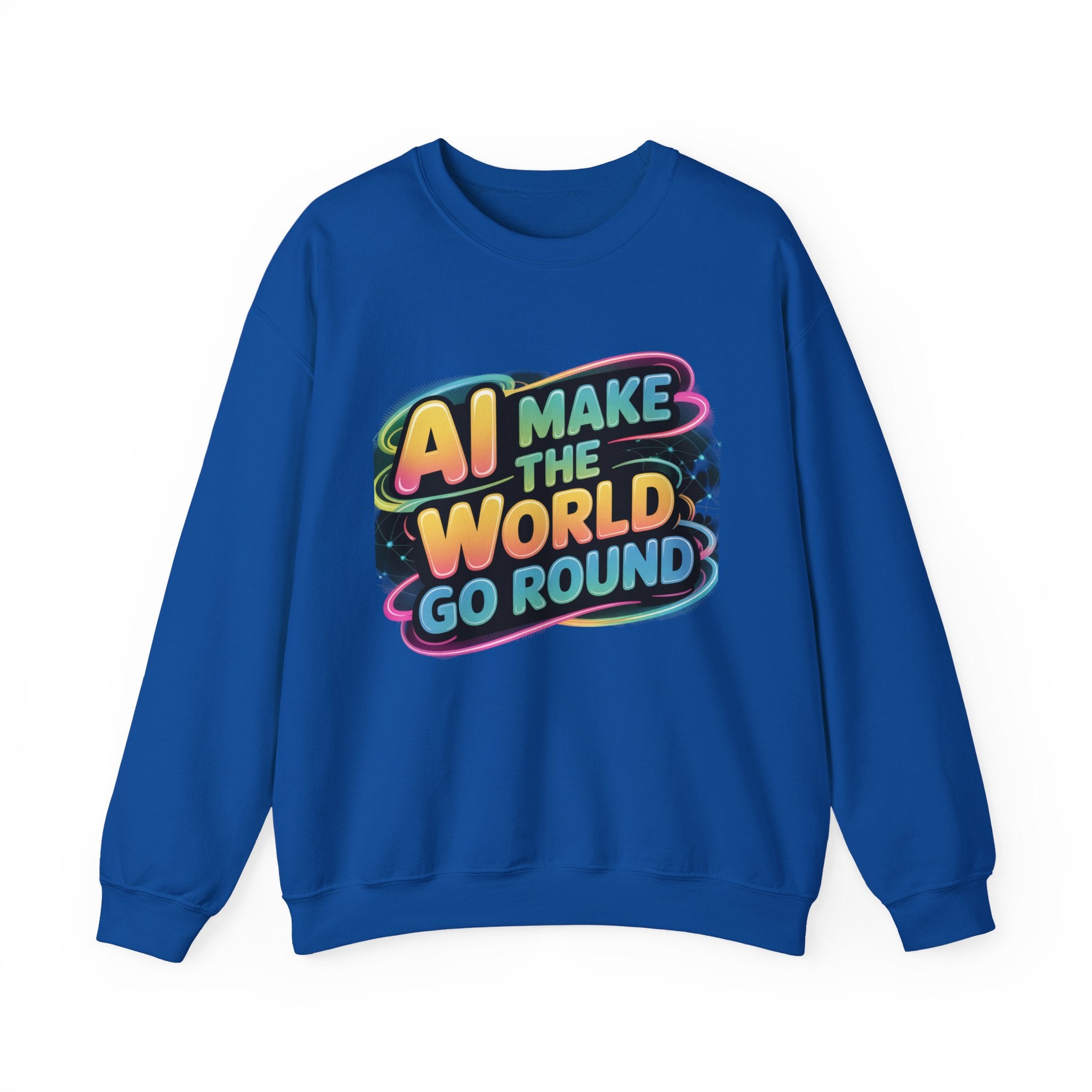 AI MAKE THE WORLD GO ROUND  "Techno Orbit"  Heavy Blend™ Crewneck Sweatshirt