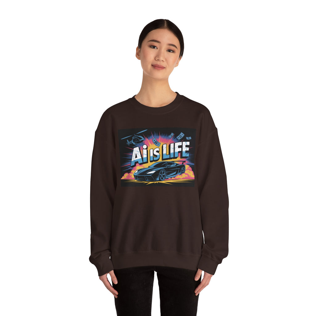 AI Is Life  "Action Mode”  Unisex Heavy Blend™ Crewneck Sweatshirt
