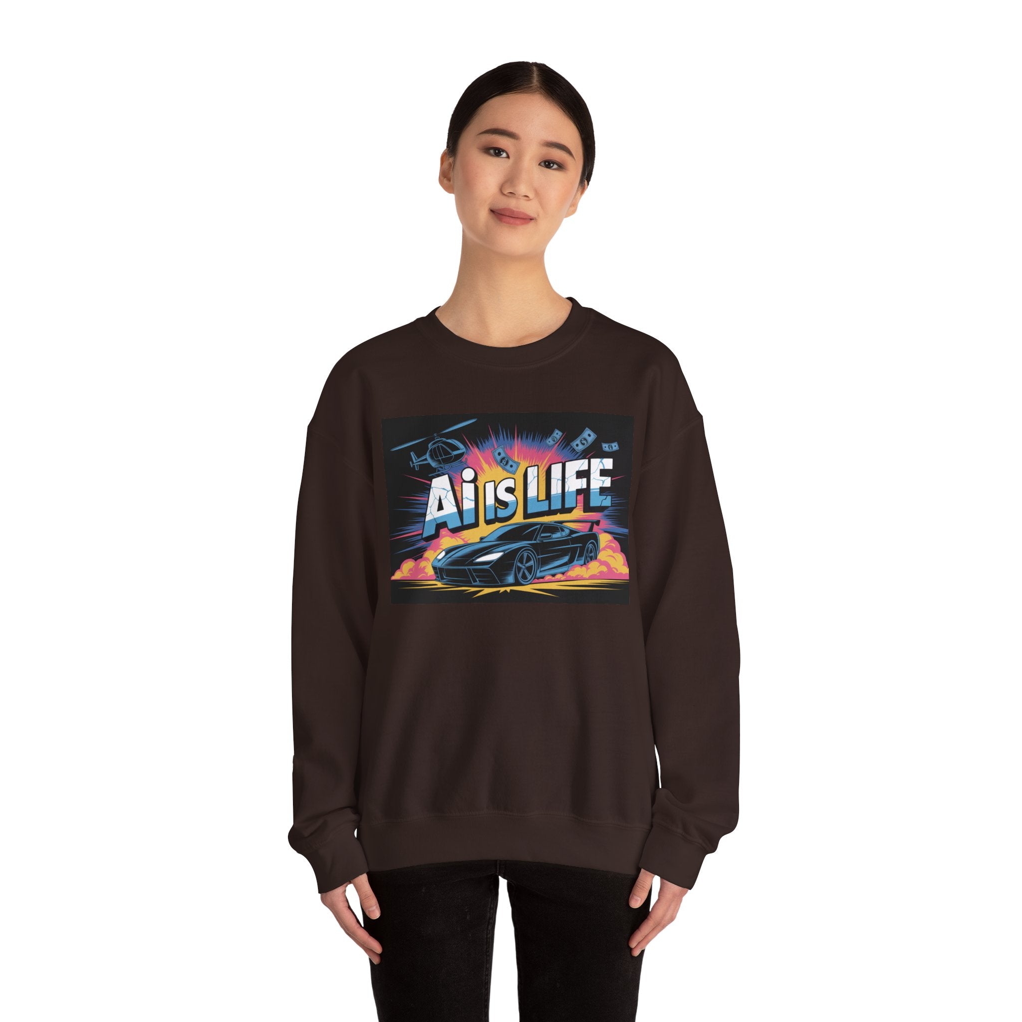 AI Is Life  "Action Mode”  Unisex Heavy Blend™ Crewneck Sweatshirt