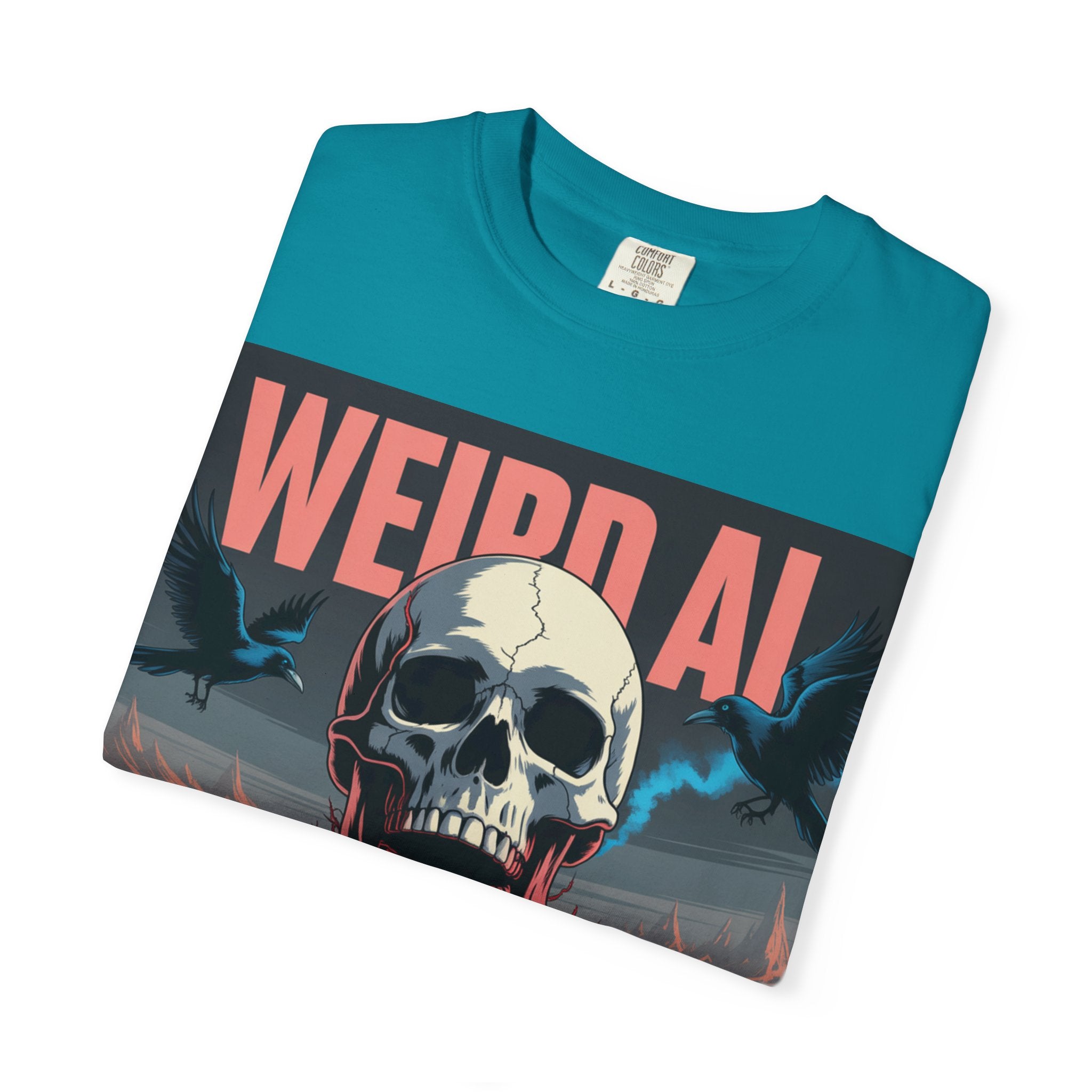 Weird AI  "Skeleton Volcano Edition”  Unisex Garment-Dyed T-shirt