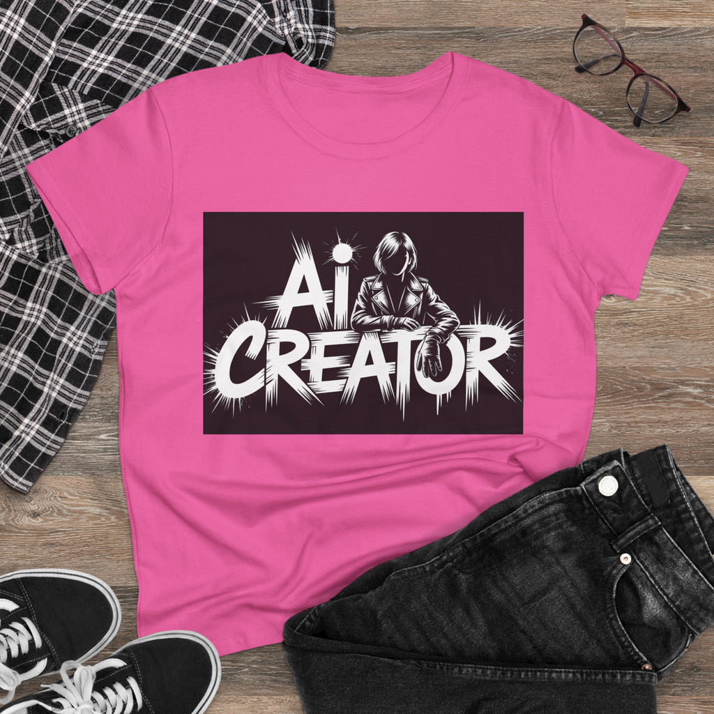 AI Creator  "Digital Rebel" Women's Midweight Cotton Tee