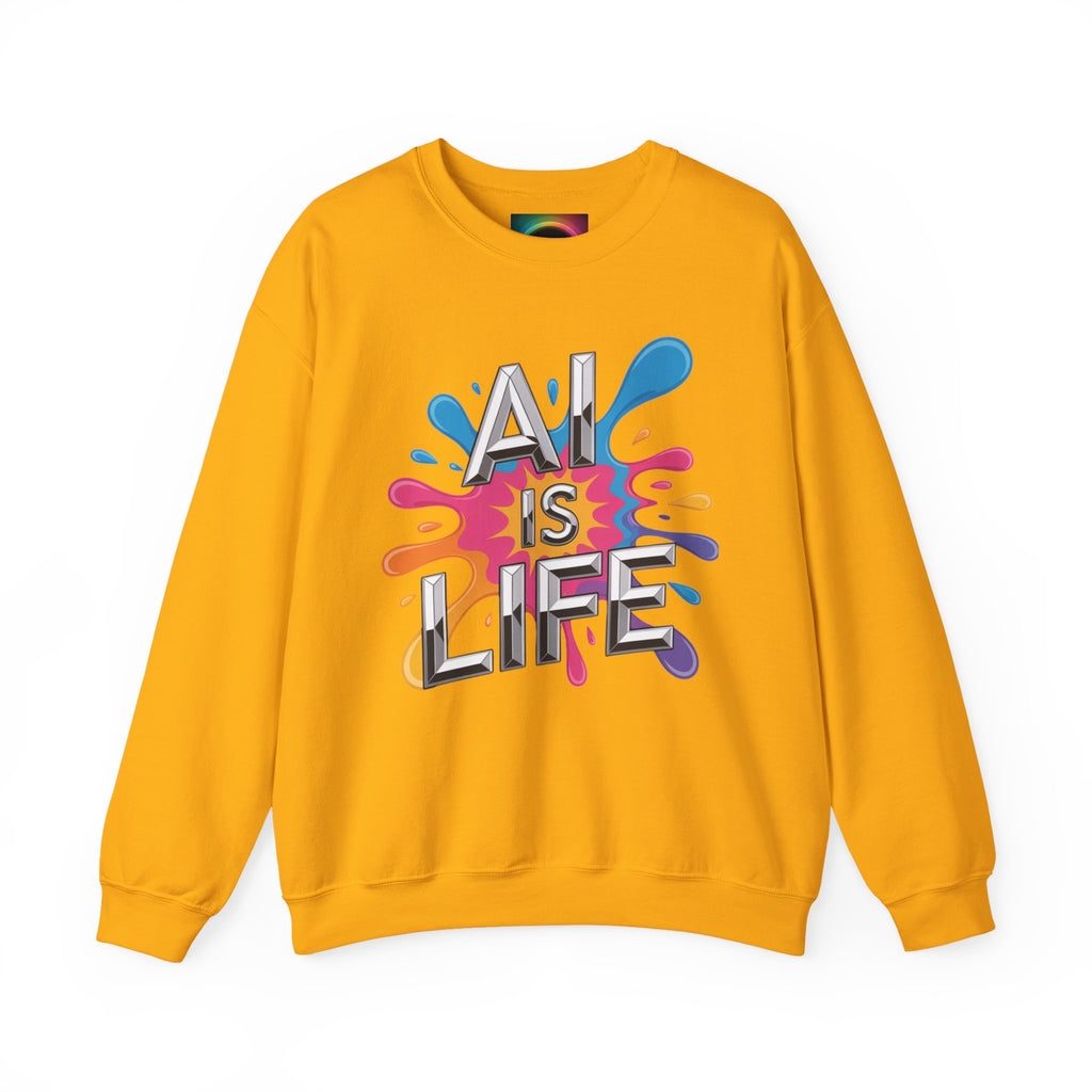 AI is Life "CHROME SPLATTER" Unisex Color Splash Graphic Crewneck Sweatshirt