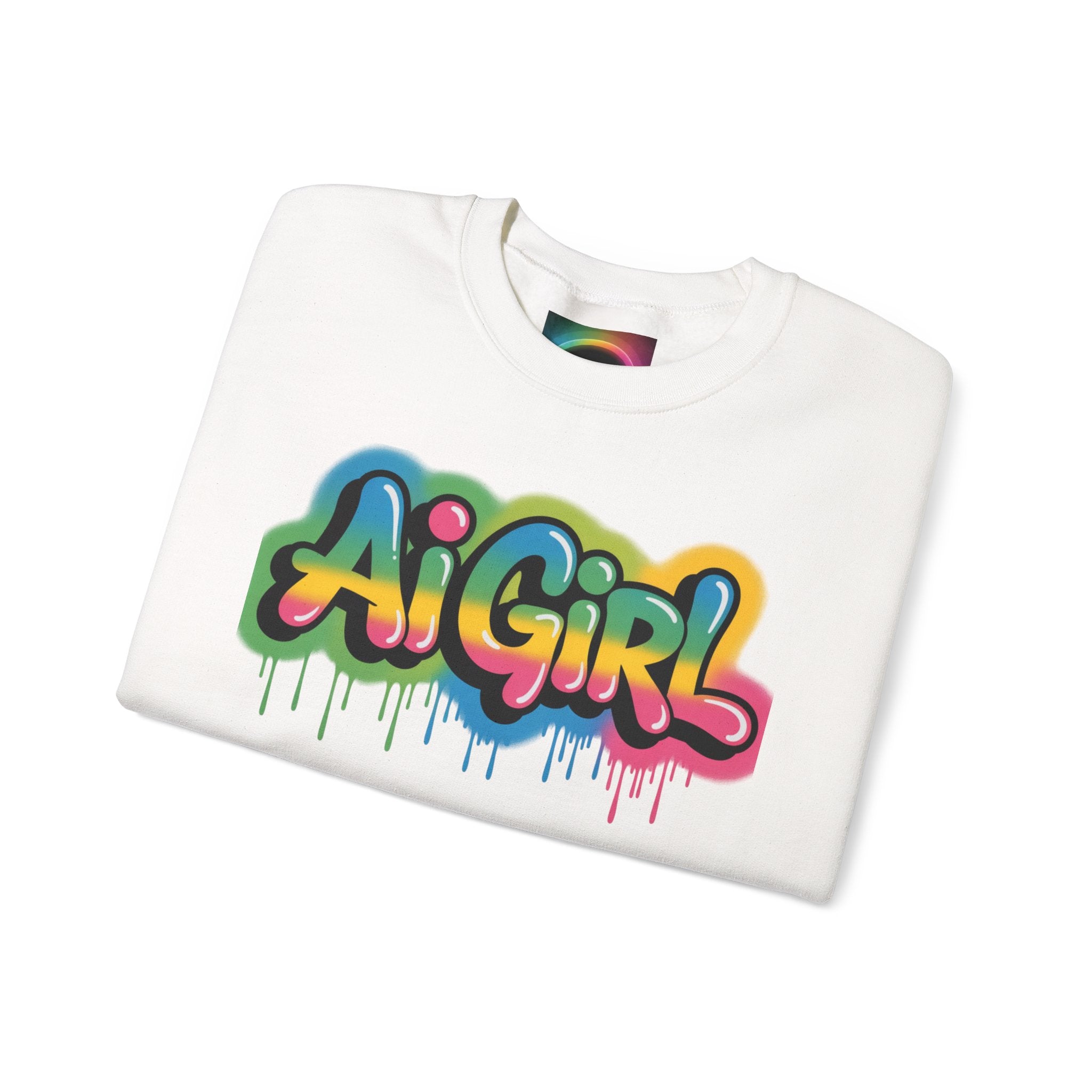 Ai Girl "Graffiti Glow" Unisex Heavy Blend Crewneck Sweatshirt