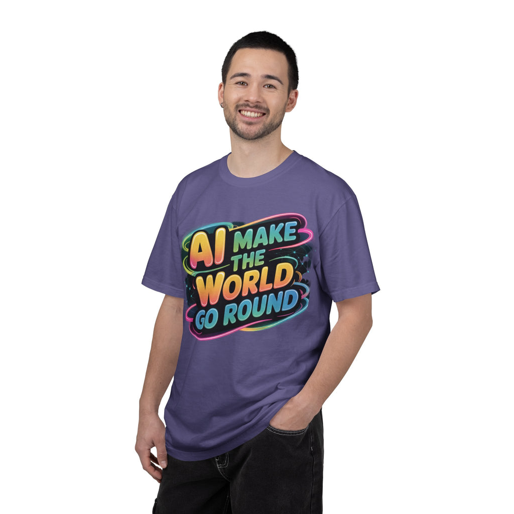 AI MAKE THE WORLD GO ROUND  "Techno Orbit" Unisex Garment-Dyed T-shirt