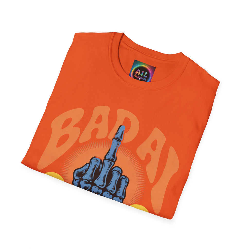 Bad AI Graphic T-Shirt — Middle Finger Skeleton Hand with Smiley Faces