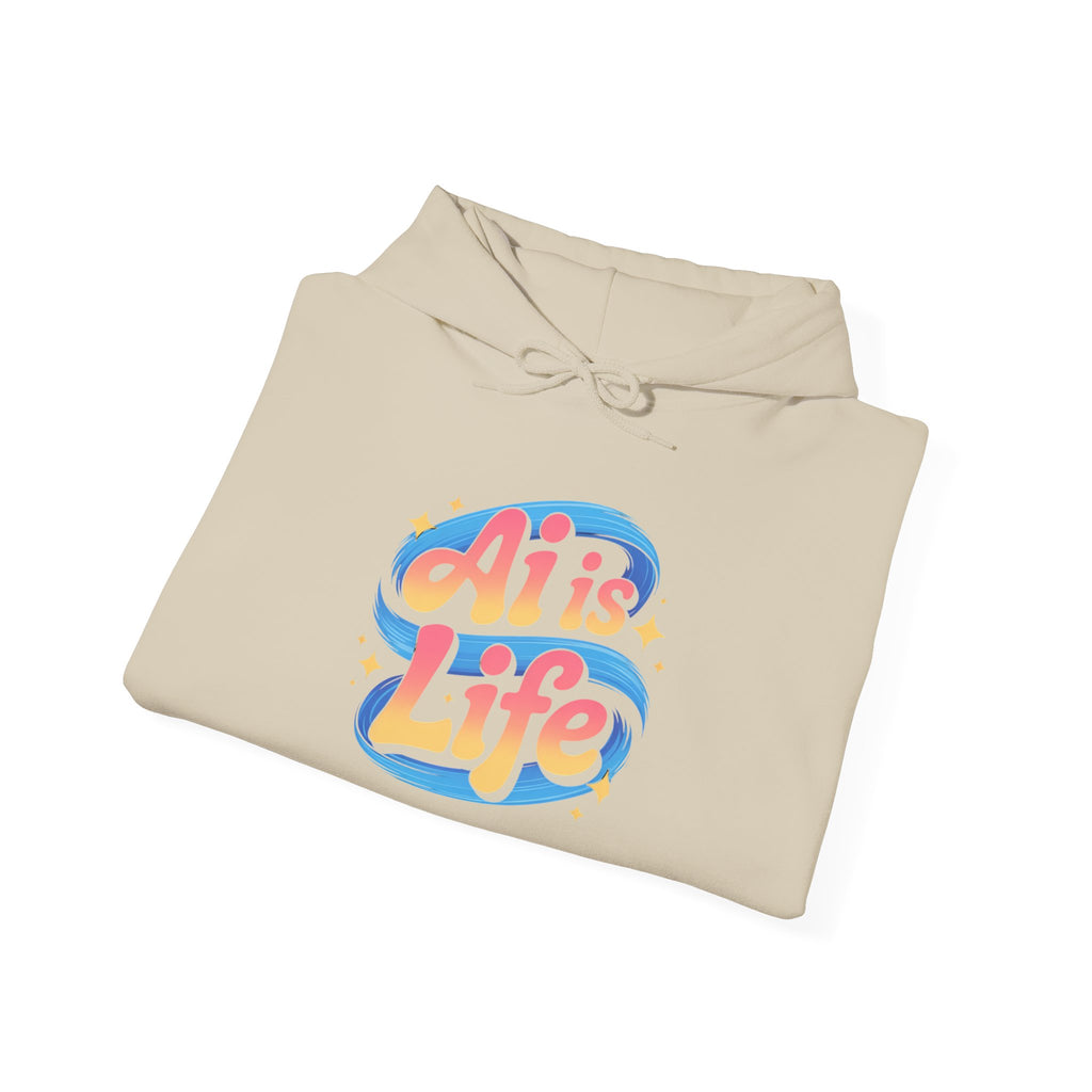 AI is Life "COSMIC SWIRL" — Retro Colorful Graphic Pullover Hoodie
