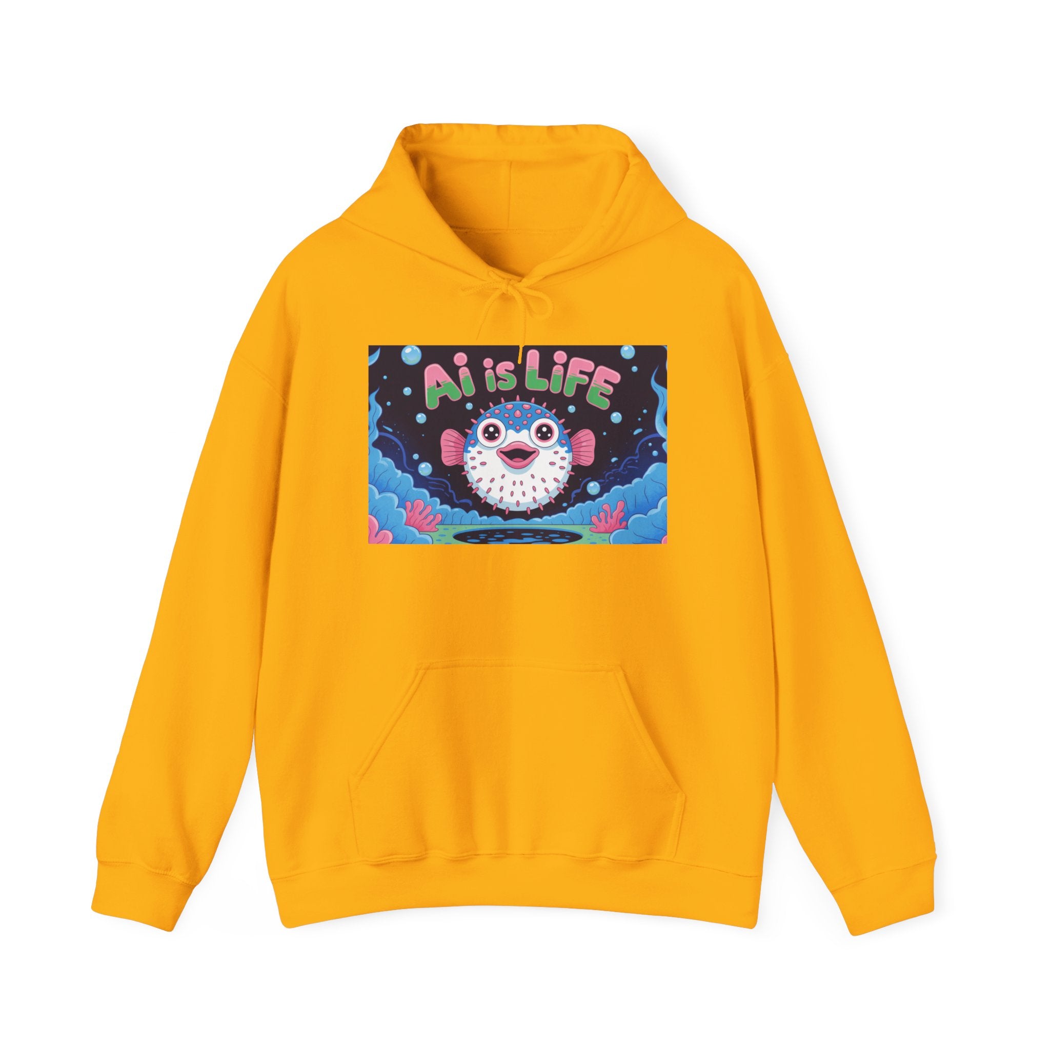 AI is LIFE “Happy Blowfish Energy” Unisex Heavy Blend™ Hooded Sweatshirt