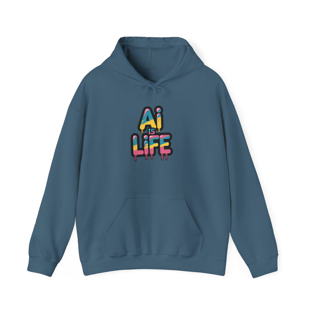 AI IS LIFE " Neon Circuit "  Unisex Heavy Blend™ Hooded Sweatshirt