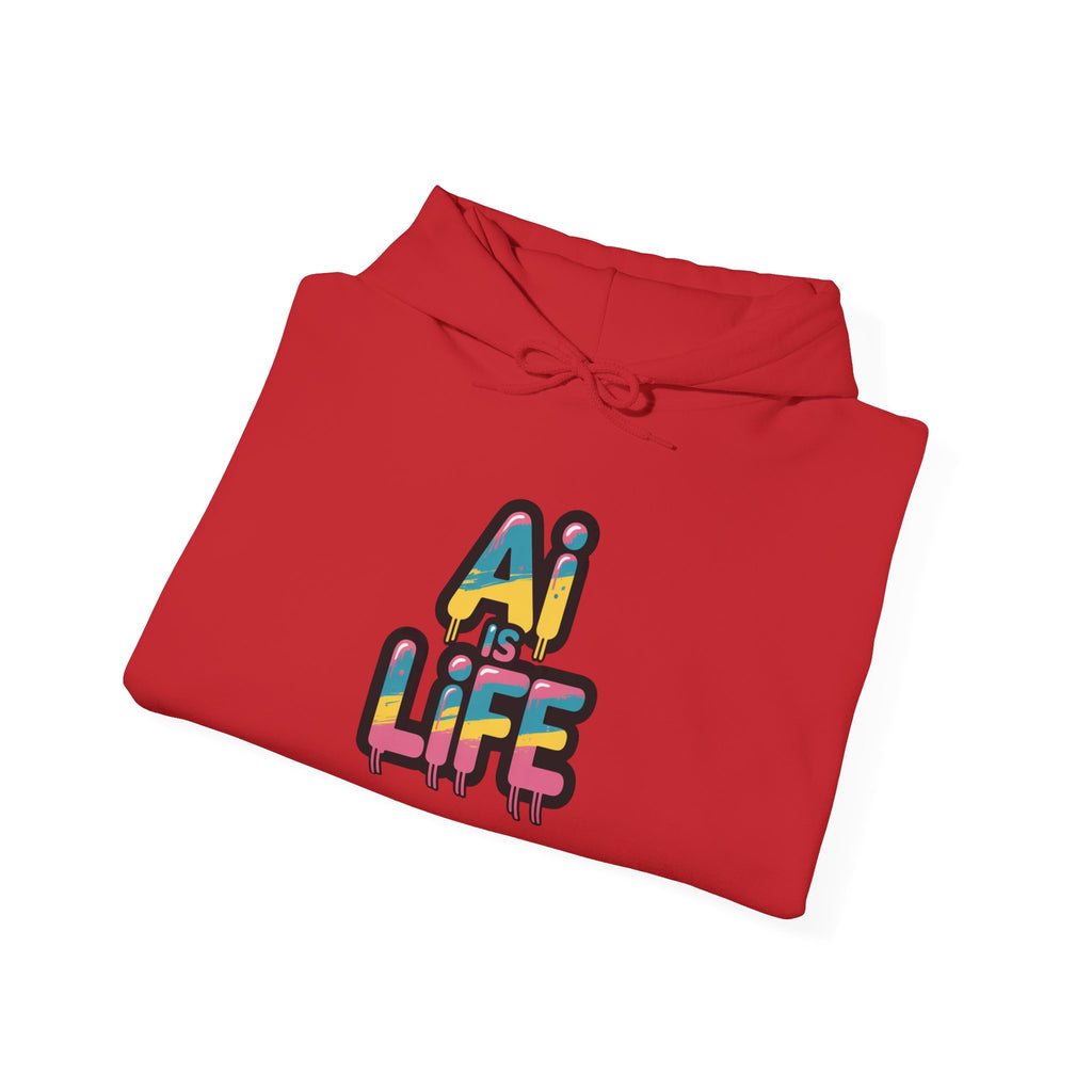 AI IS LIFE " Neon Circuit "  Unisex Heavy Blend™ Hooded Sweatshirt