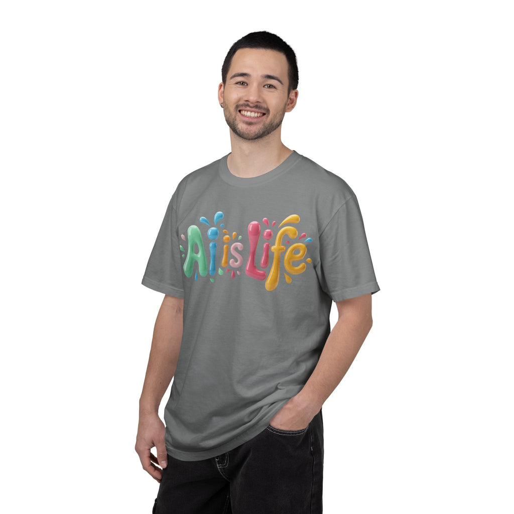 AI IS LIFE  “Colorful Circuit Pop”  Unisex Garment-Dyed T-shirt