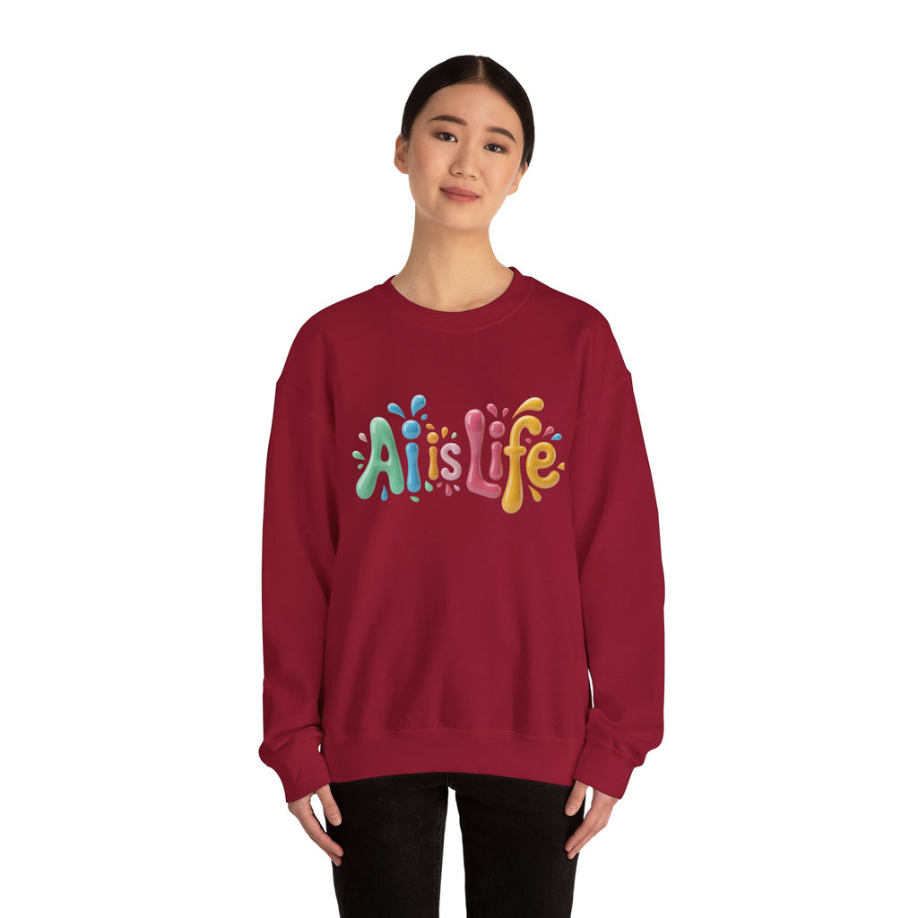 AI IS LIFE  “Colorful Circuit Pop”  Unisex Heavy Blend™ Crewneck Sweatshirt
