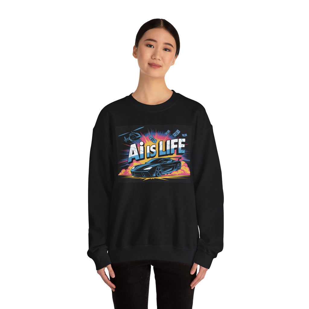 AI Is Life  "Action Mode”  Unisex Heavy Blend™ Crewneck Sweatshirt