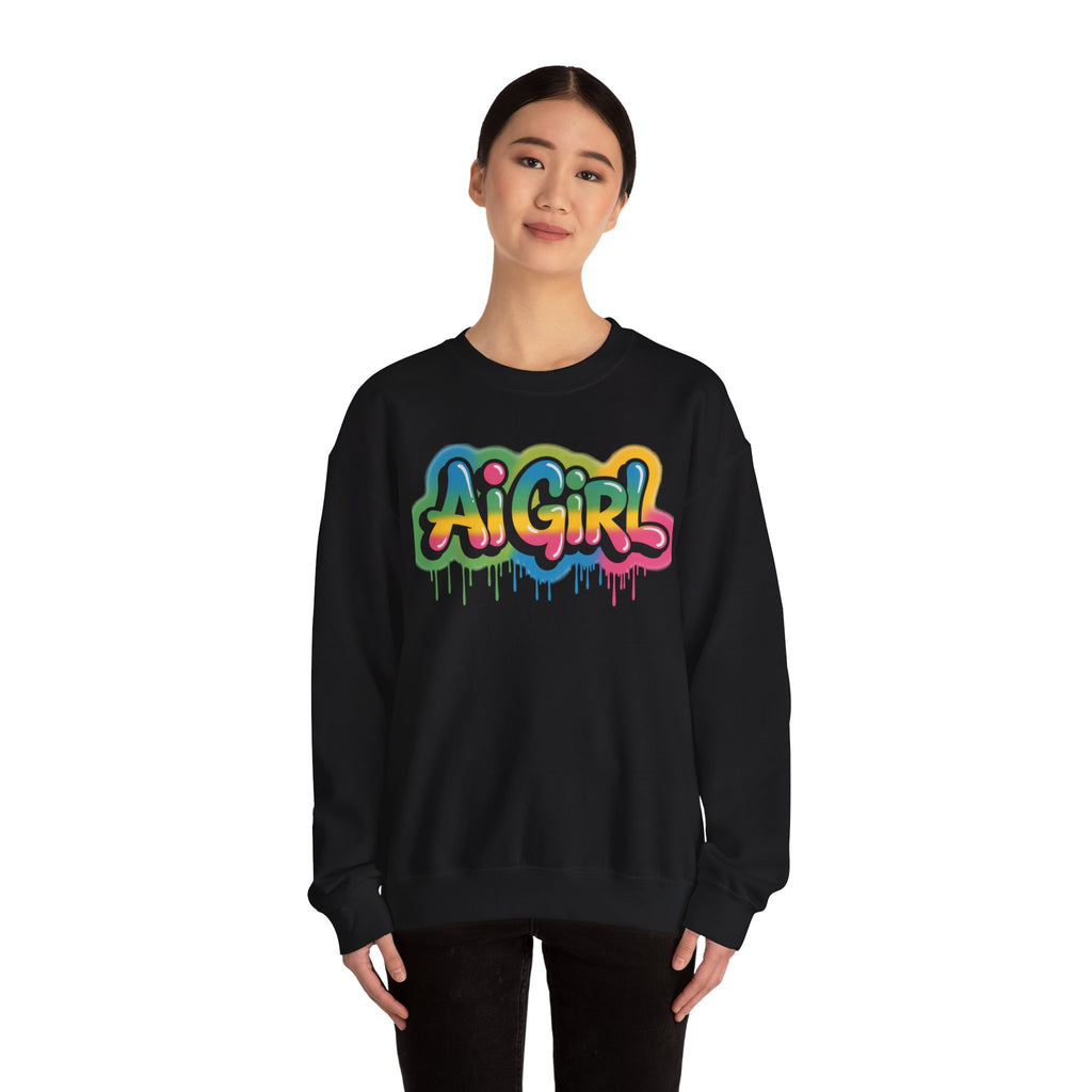 Ai Girl "Graffiti Glow" Unisex Heavy Blend Crewneck Sweatshirt