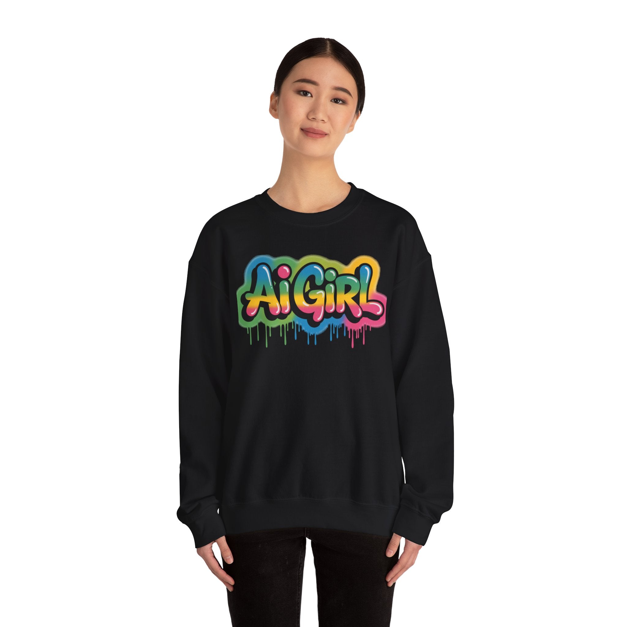 Ai Girl "Graffiti Glow" Unisex Heavy Blend Crewneck Sweatshirt