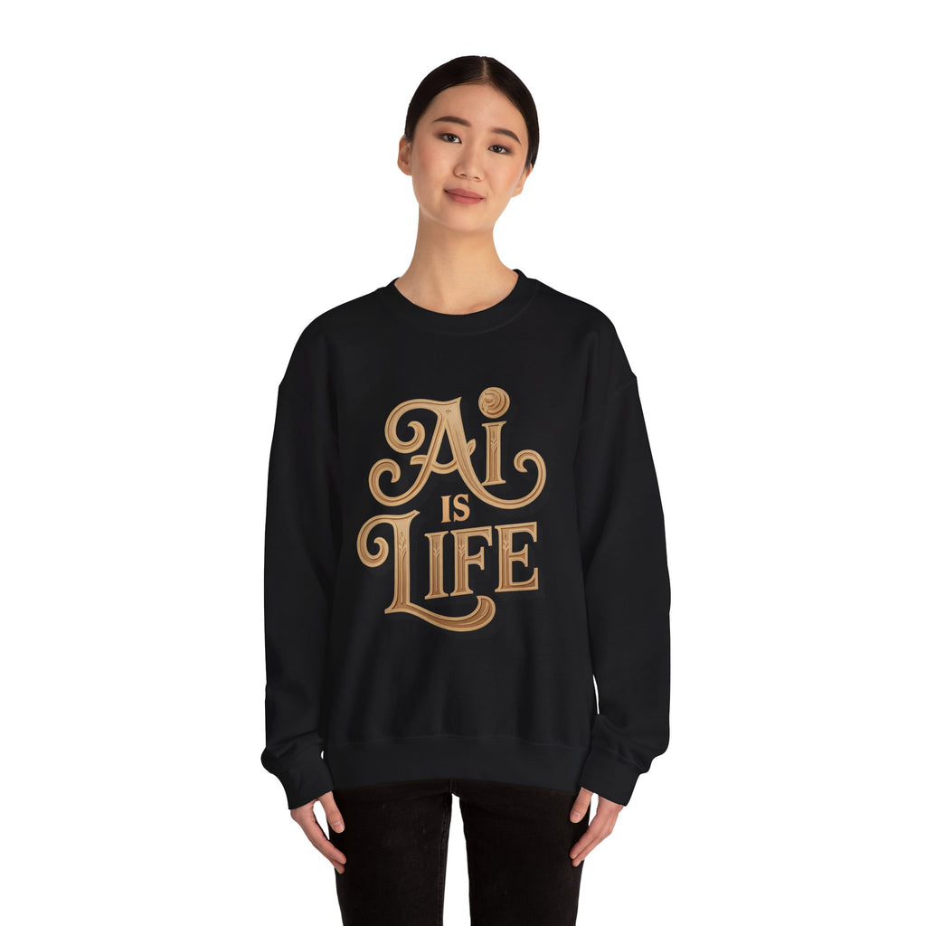AI IS LIFE  "Golden Neuralwave"  Unisex Heavy Blend™ Crewneck Sweatshirt