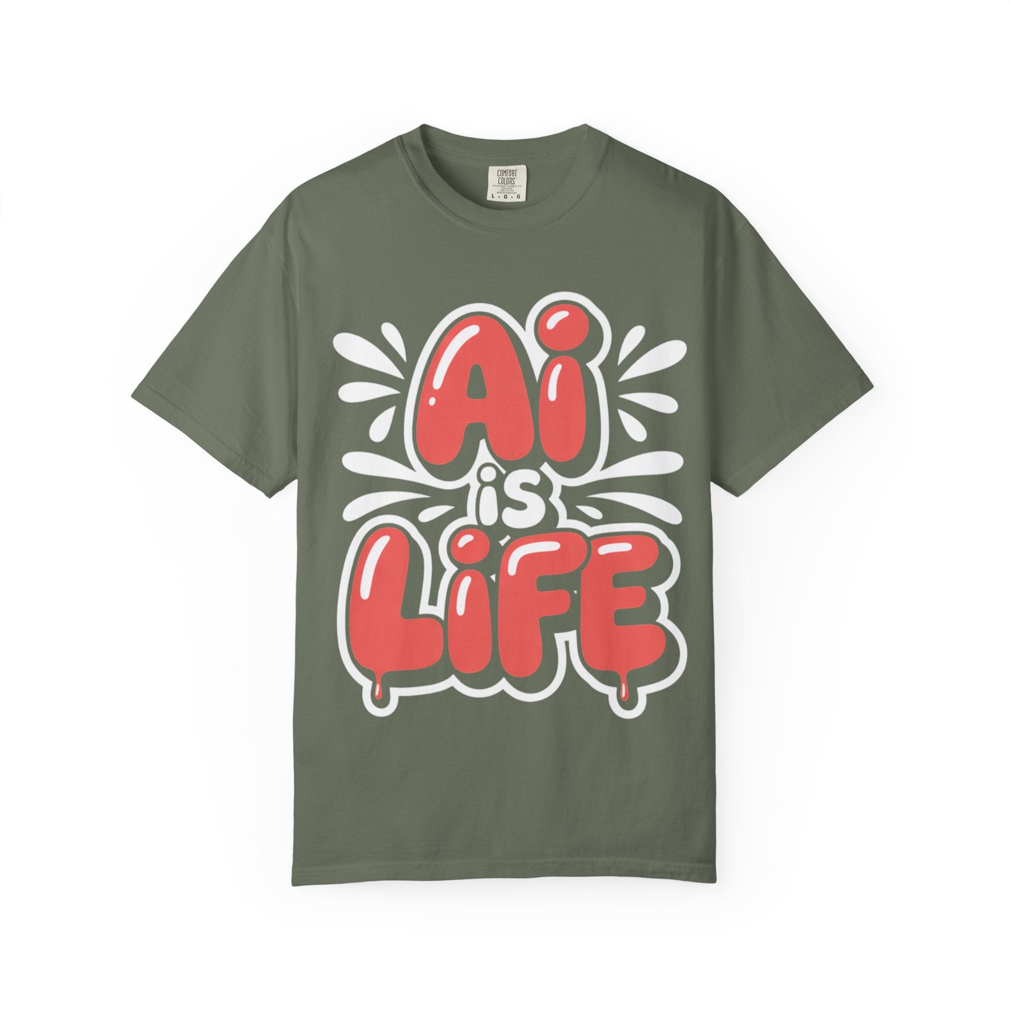 AI IS LIFE  " Neural Pop " Unisex Garment-Dyed T-shirt