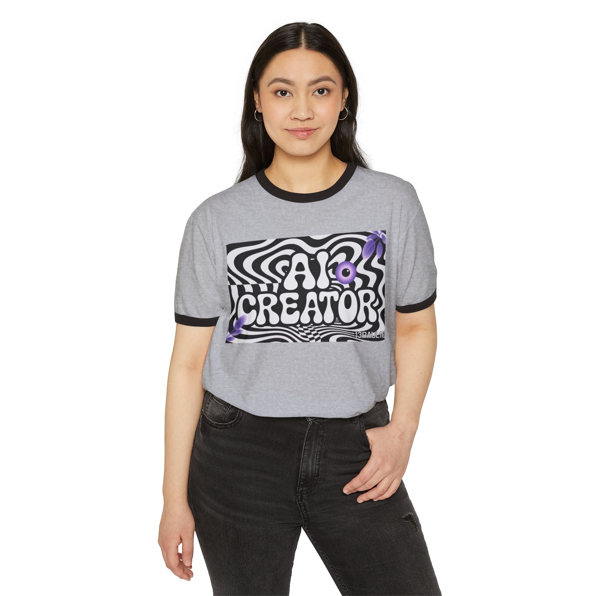 AI Creator  "Optic Loop" Unisex Cotton Ringer T-Shirt