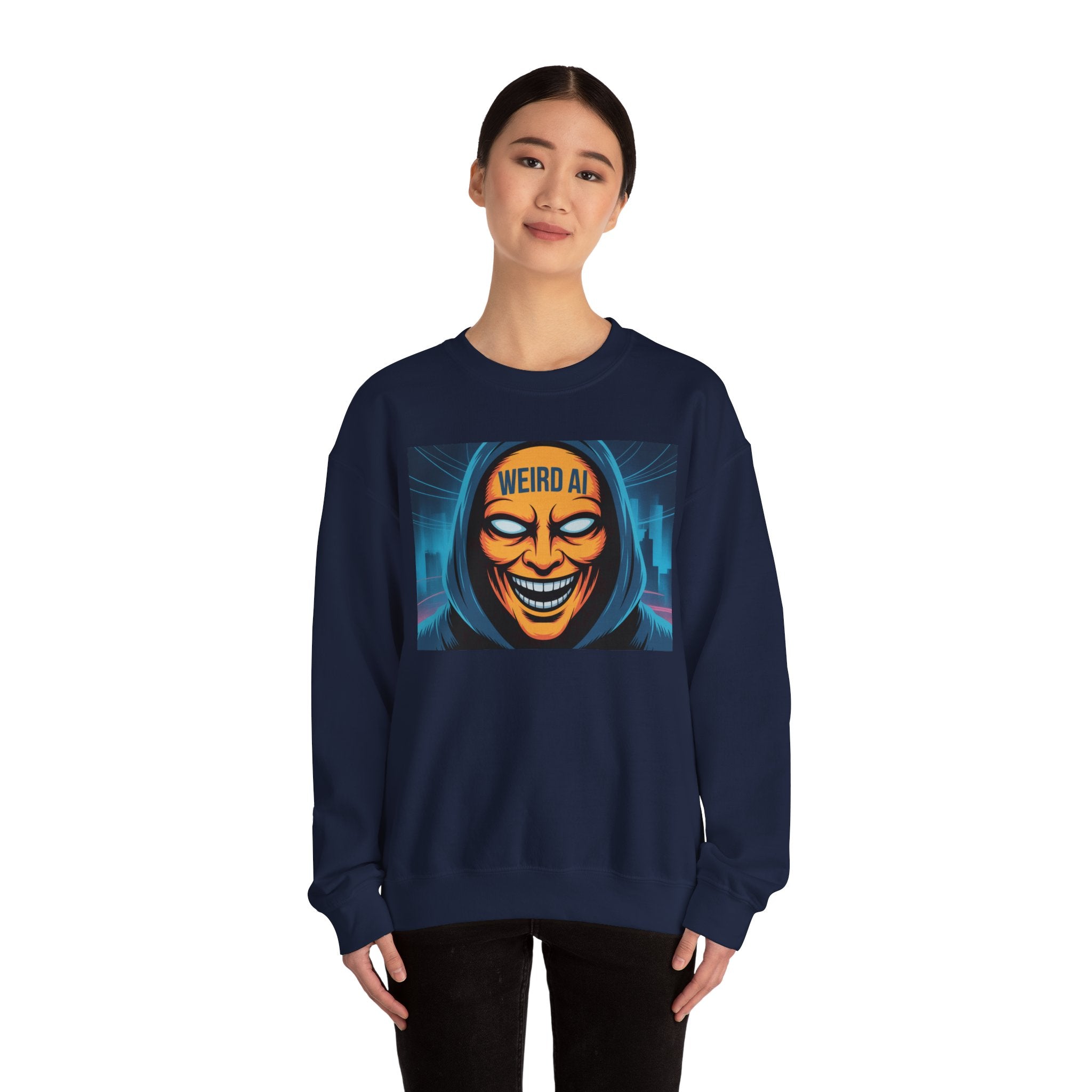 Weird AI "Masked Mode" Unisex Heavy Blend™ Crewneck Sweatshirt