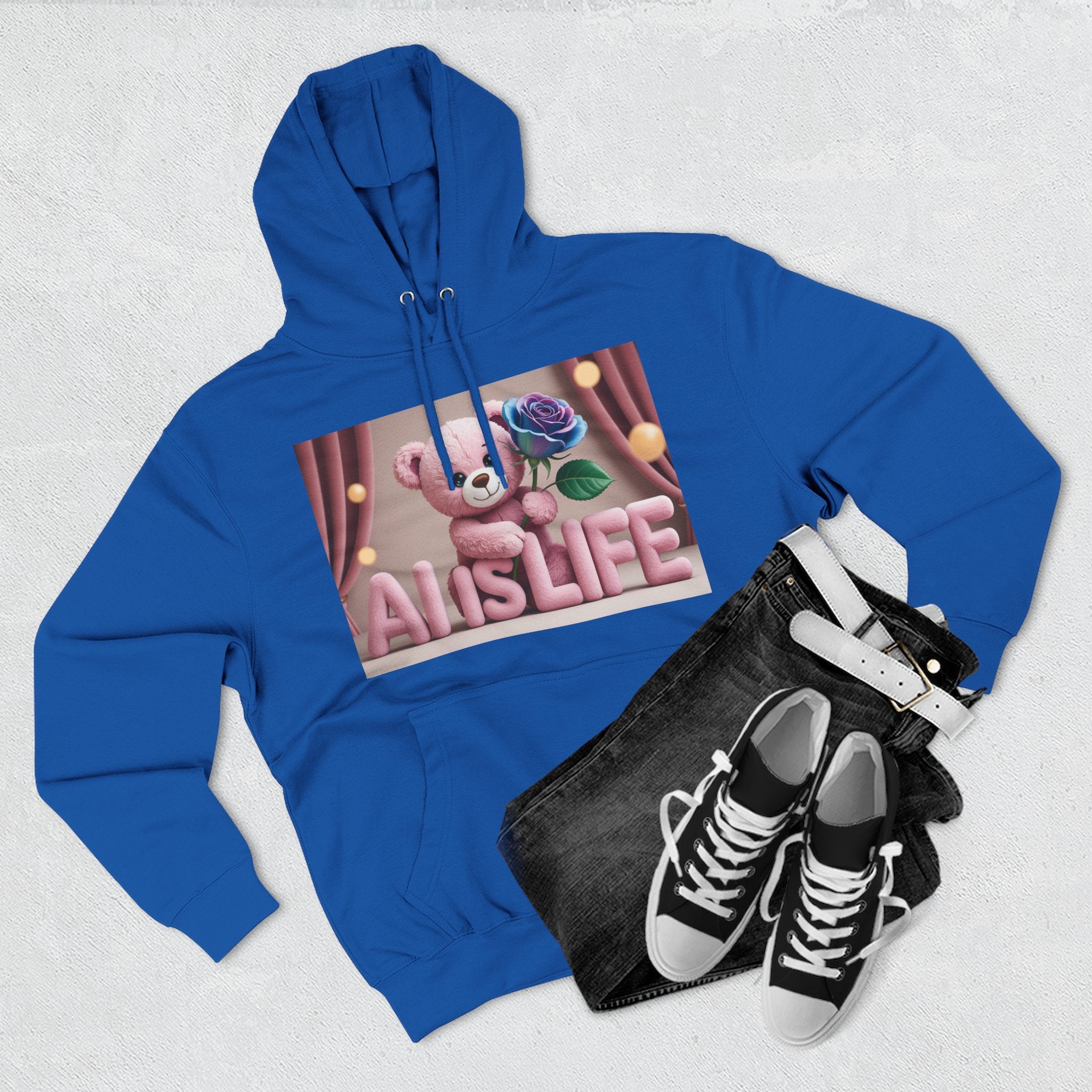 AI IS LIFE  "CUTE CIRCUIT" Three-Panel Fleece Hoodie