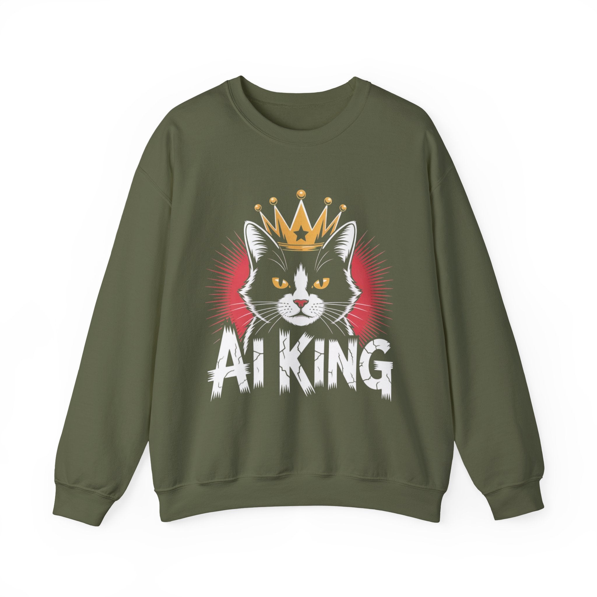 AI King  "Glitch Monarch" Unisex Heavy Blend™ Crewneck Sweatshirt