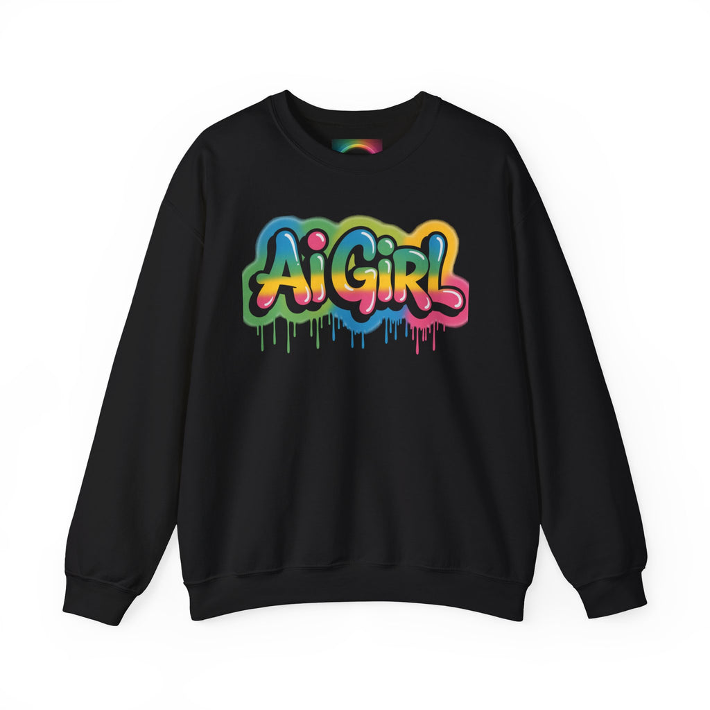 Ai Girl "Graffiti Glow" Unisex Heavy Blend Crewneck Sweatshirt