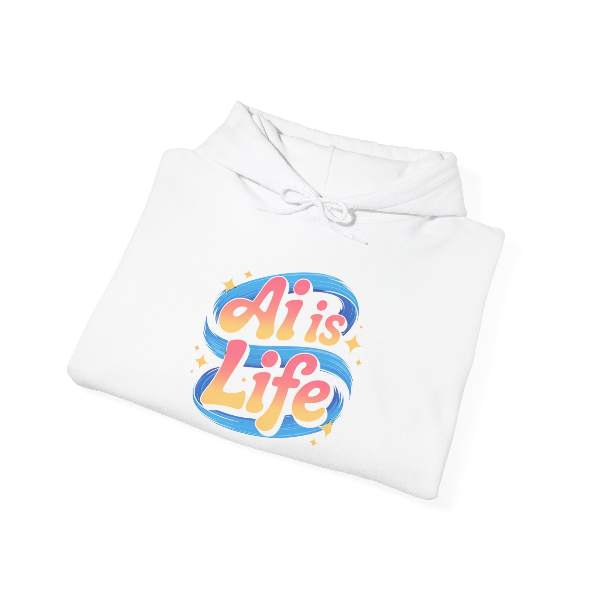 AI is Life "COSMIC SWIRL" — Retro Colorful Graphic Pullover Hoodie