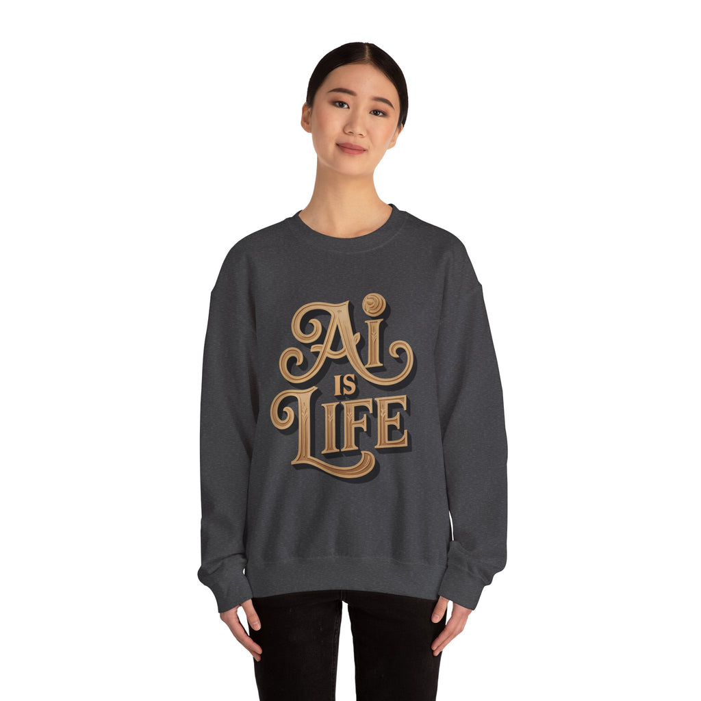 AI IS LIFE  "Golden Neuralwave"  Unisex Heavy Blend™ Crewneck Sweatshirt