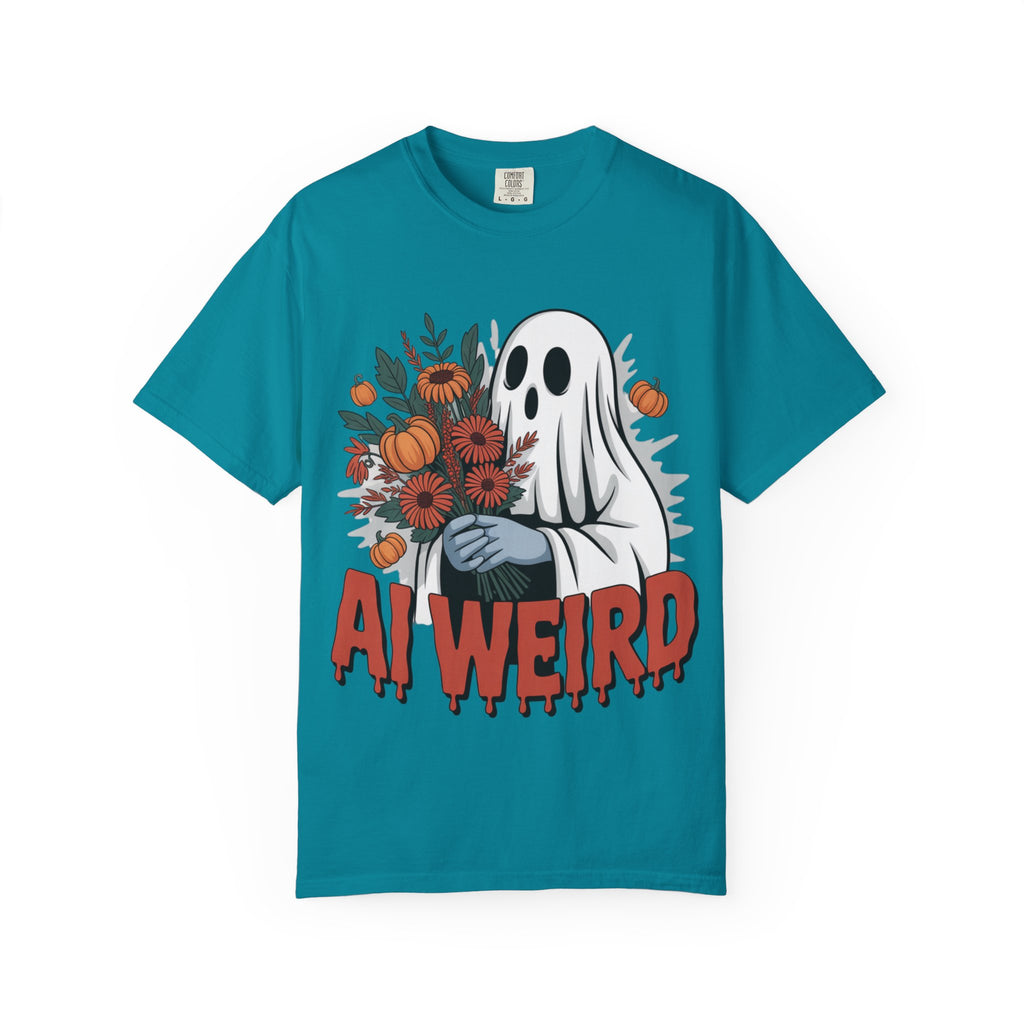 AI WEIRD "Glitch Garden Ghost" Unisex Garment-Dyed T-shirt