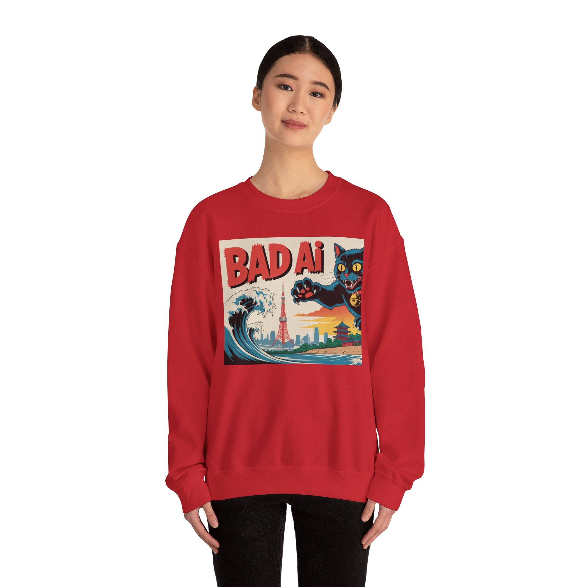 BAD AI  "Kaiju Kitty"  Unisex Heavy Blend™ Crewneck Sweatshirt