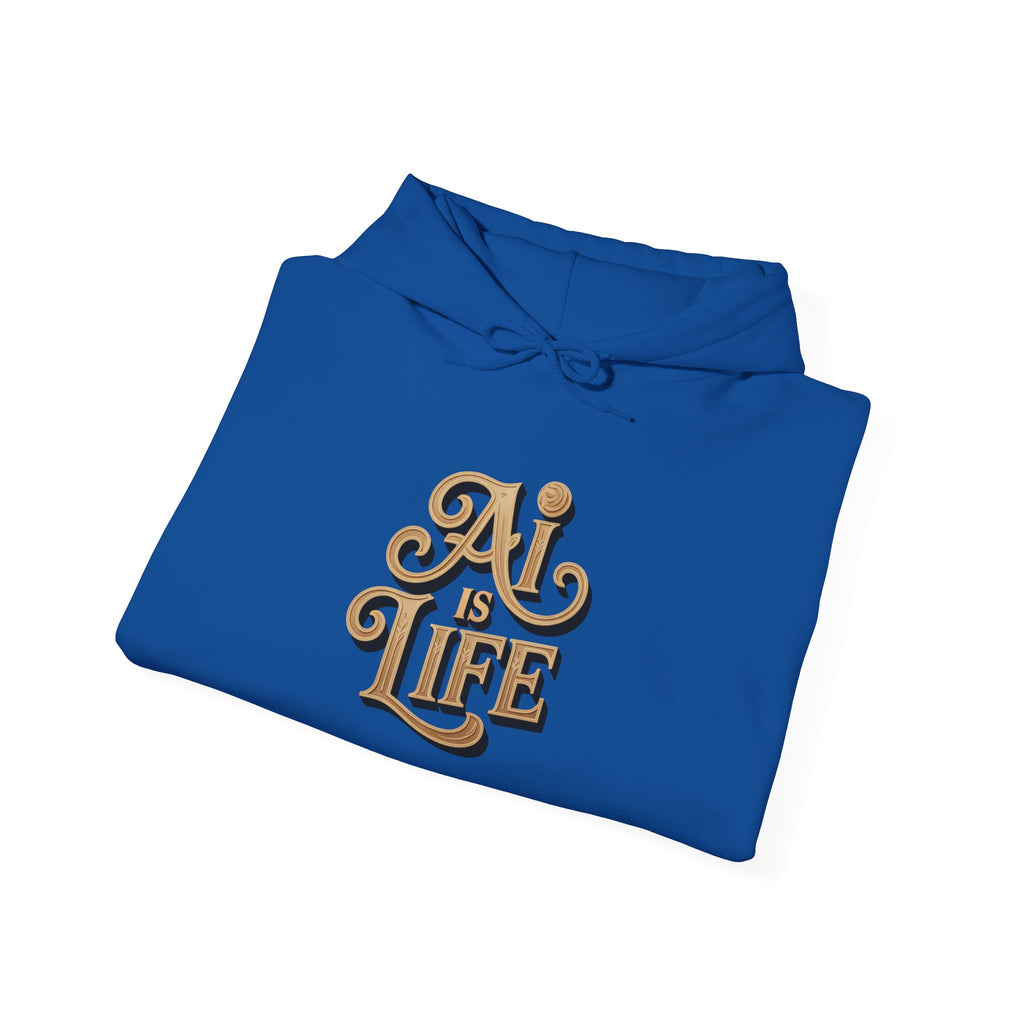 AI IS LIFE  "Golden Neuralwave"  Unisex Heavy Blend™ Hooded Sweatshirt