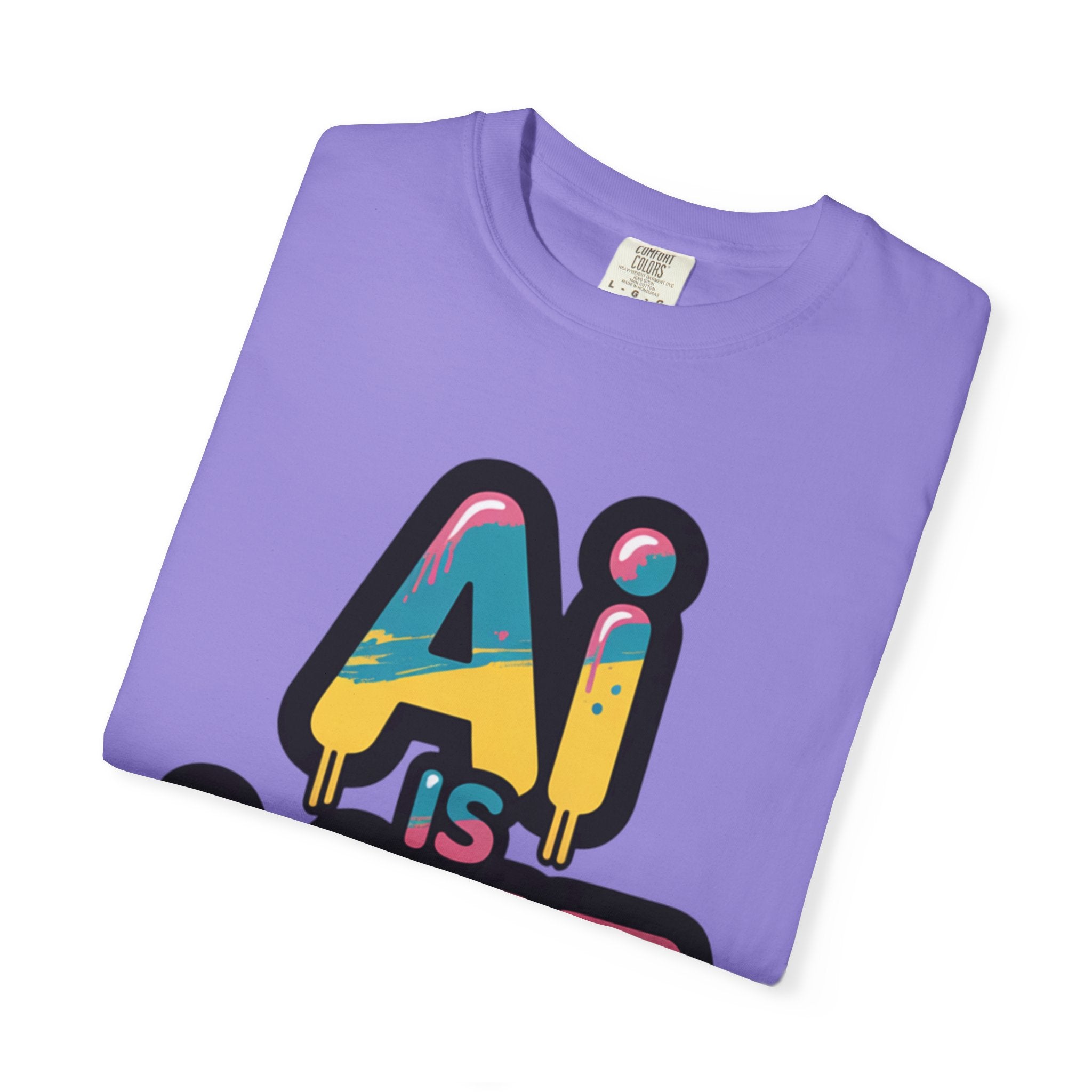 AI IS LIFE  " Neon Circuit " Unisex Garment-Dyed T-shirt