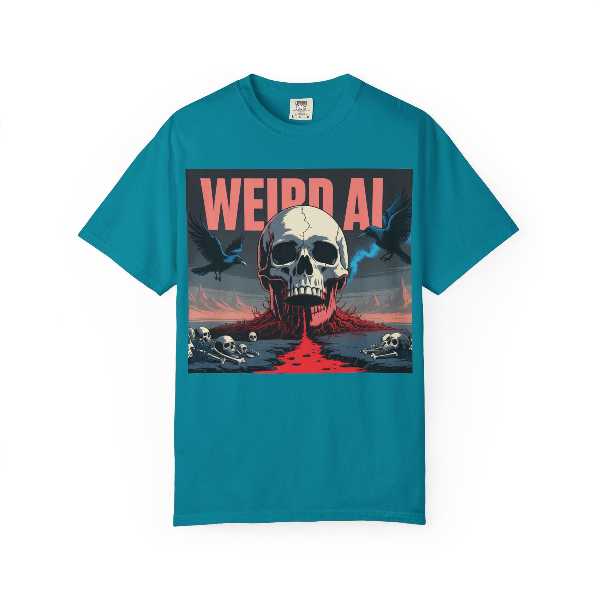 Weird AI  "Skeleton Volcano Edition”  Unisex Garment-Dyed T-shirt