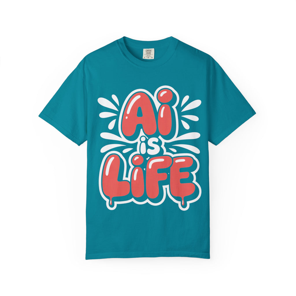AI IS LIFE  " Neural Pop " Unisex Garment-Dyed T-shirt