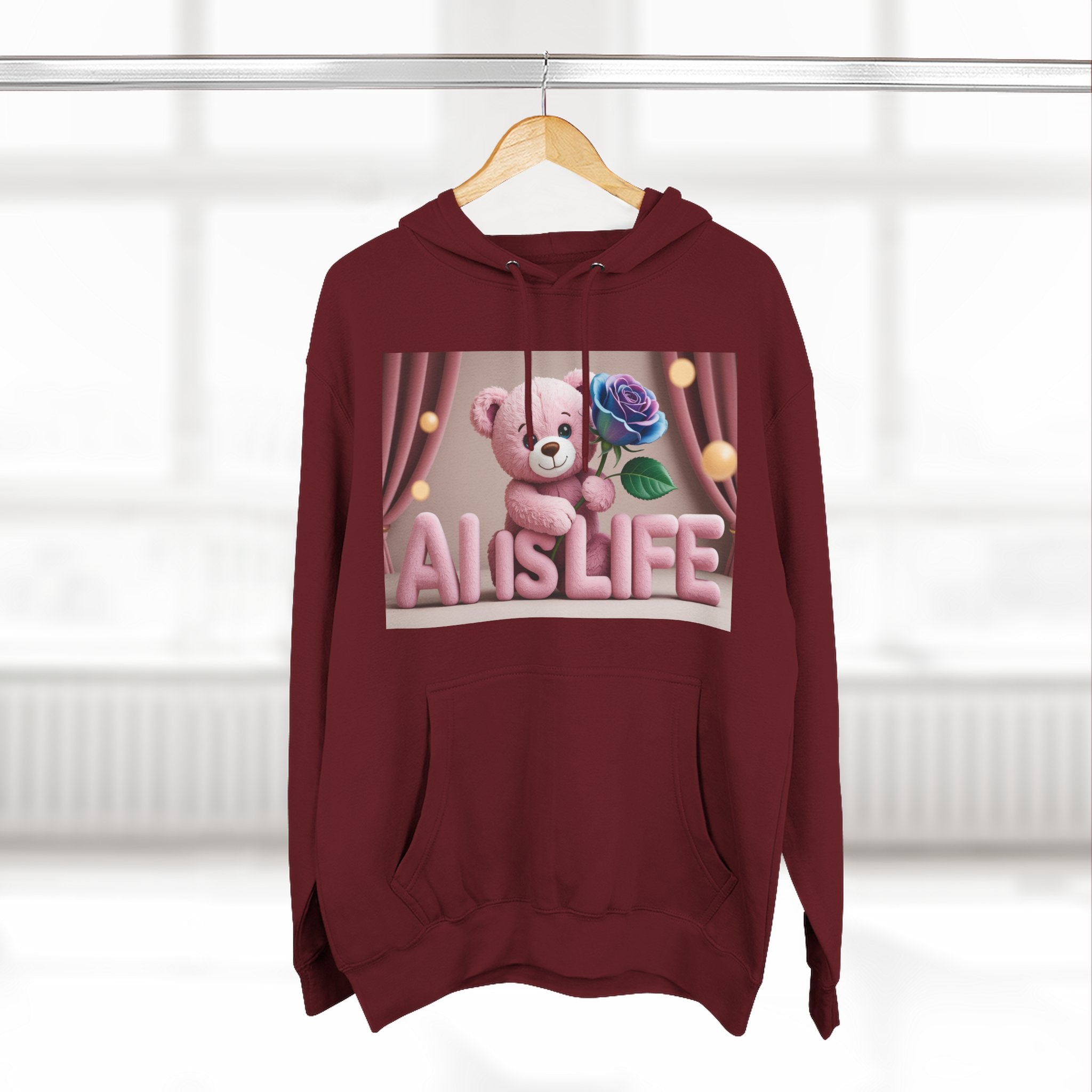 AI IS LIFE  "CUTE CIRCUIT" Three-Panel Fleece Hoodie