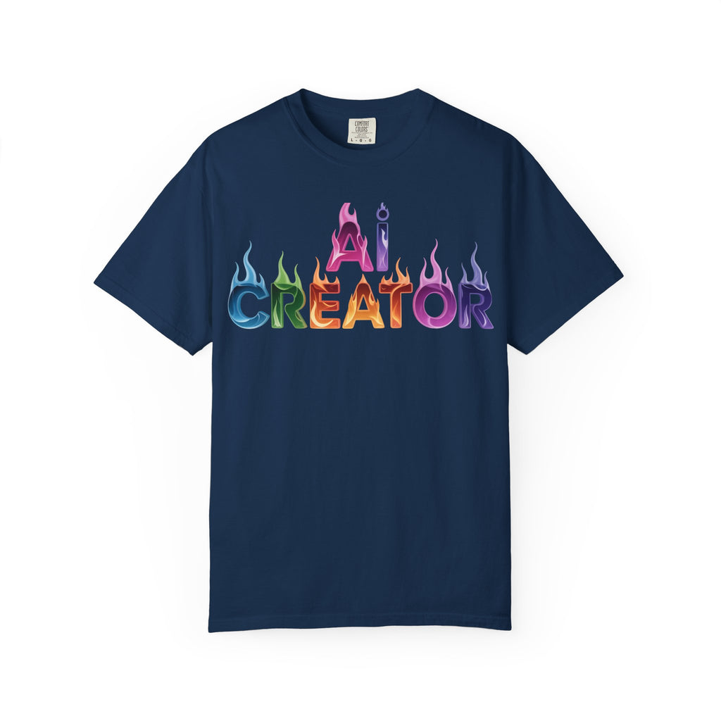 AI CREATOR  "Fire in the Code" Unisex Garment-Dyed T-shirt