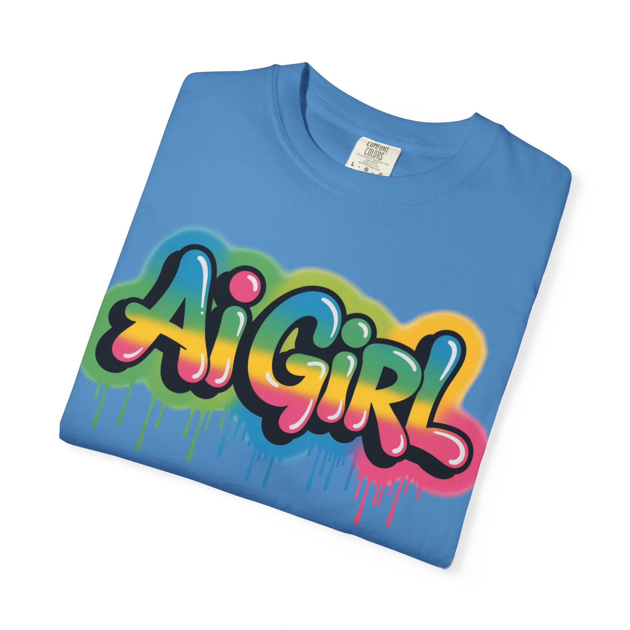 Ai Girl  "Graffiti Glow " Unisex Heavy Blend Garment-Dyed T-shirt