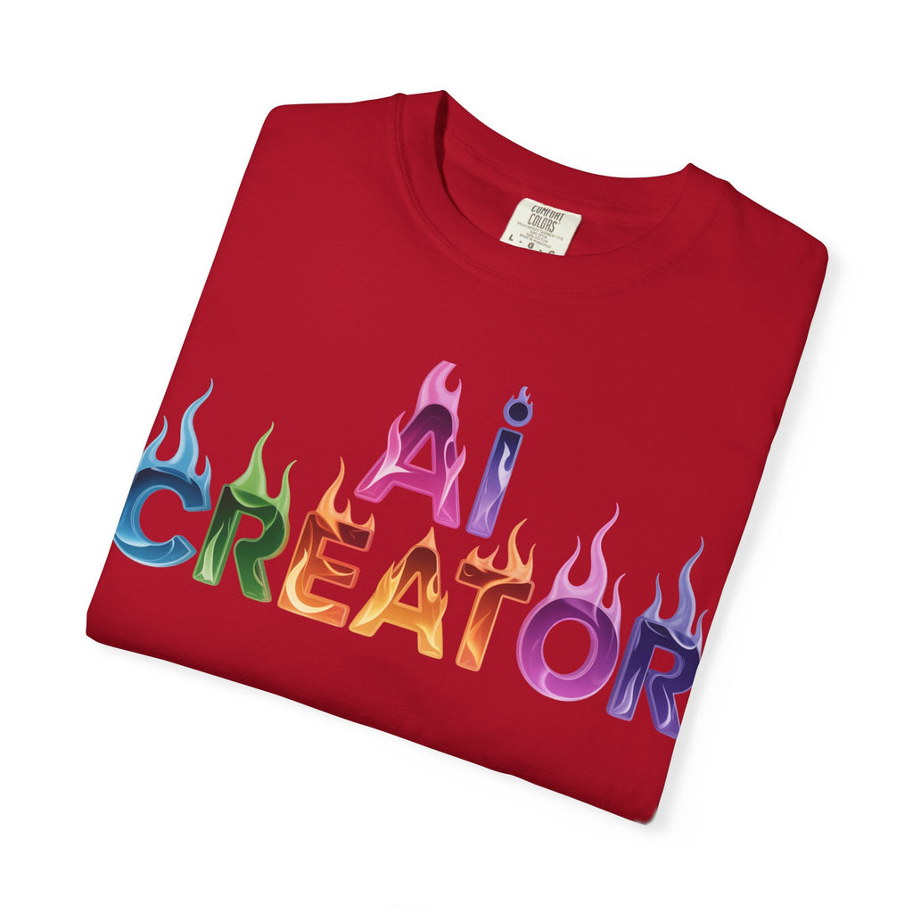 AI CREATOR  "Fire in the Code" Unisex Garment-Dyed T-shirt