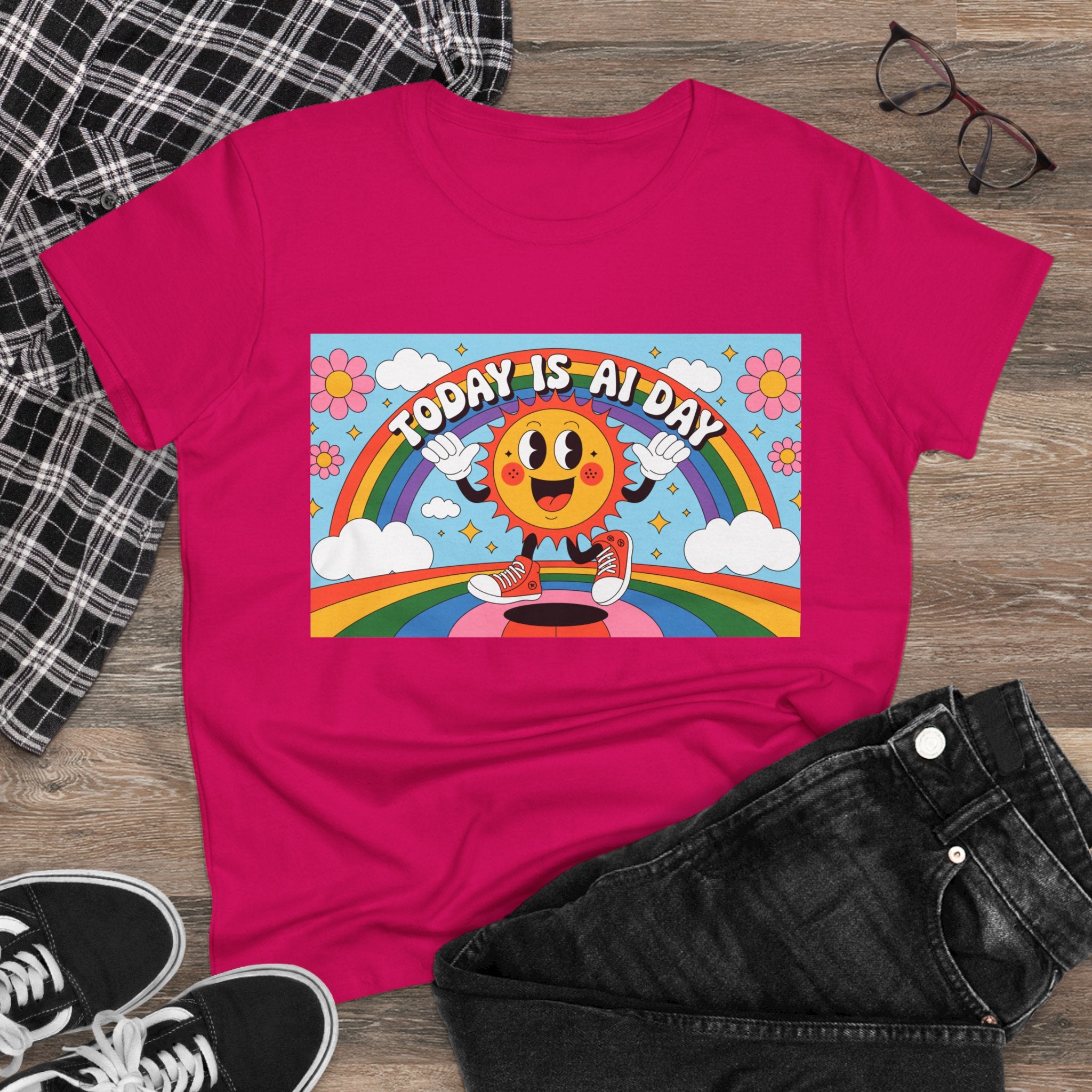 Today Is AI Day  "Sunshine Circuit" Women's Midweight Cotton Tee