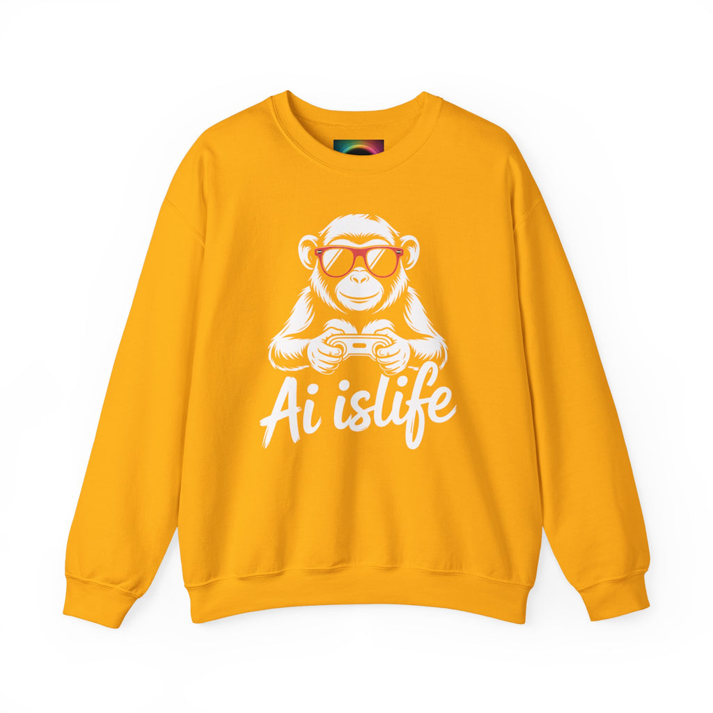 AI Is Life "GAMER CHIMP ELITE" Unisex Graphic Crewneck Sweatshirt