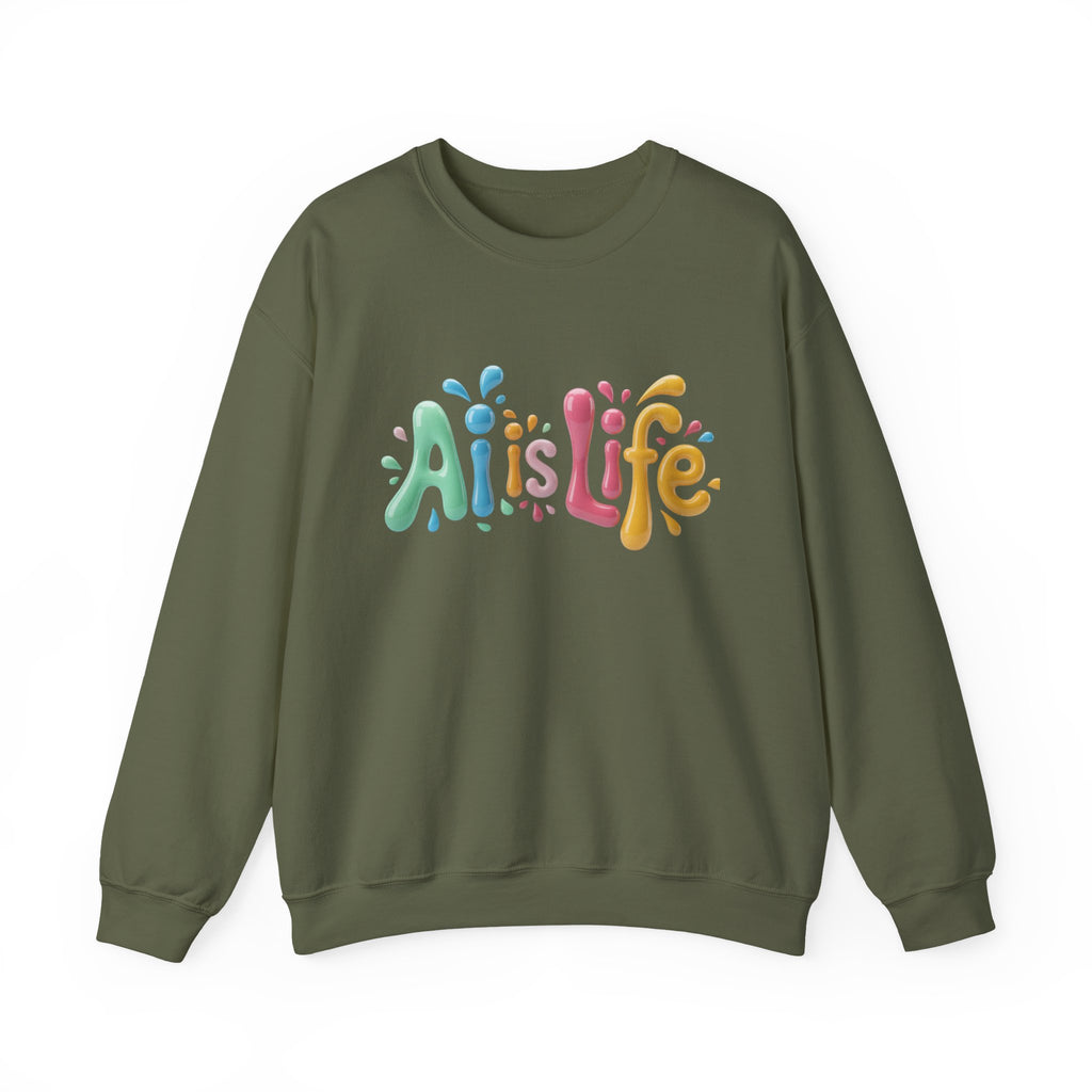 AI IS LIFE  “Colorful Circuit Pop”  Unisex Heavy Blend™ Crewneck Sweatshirt