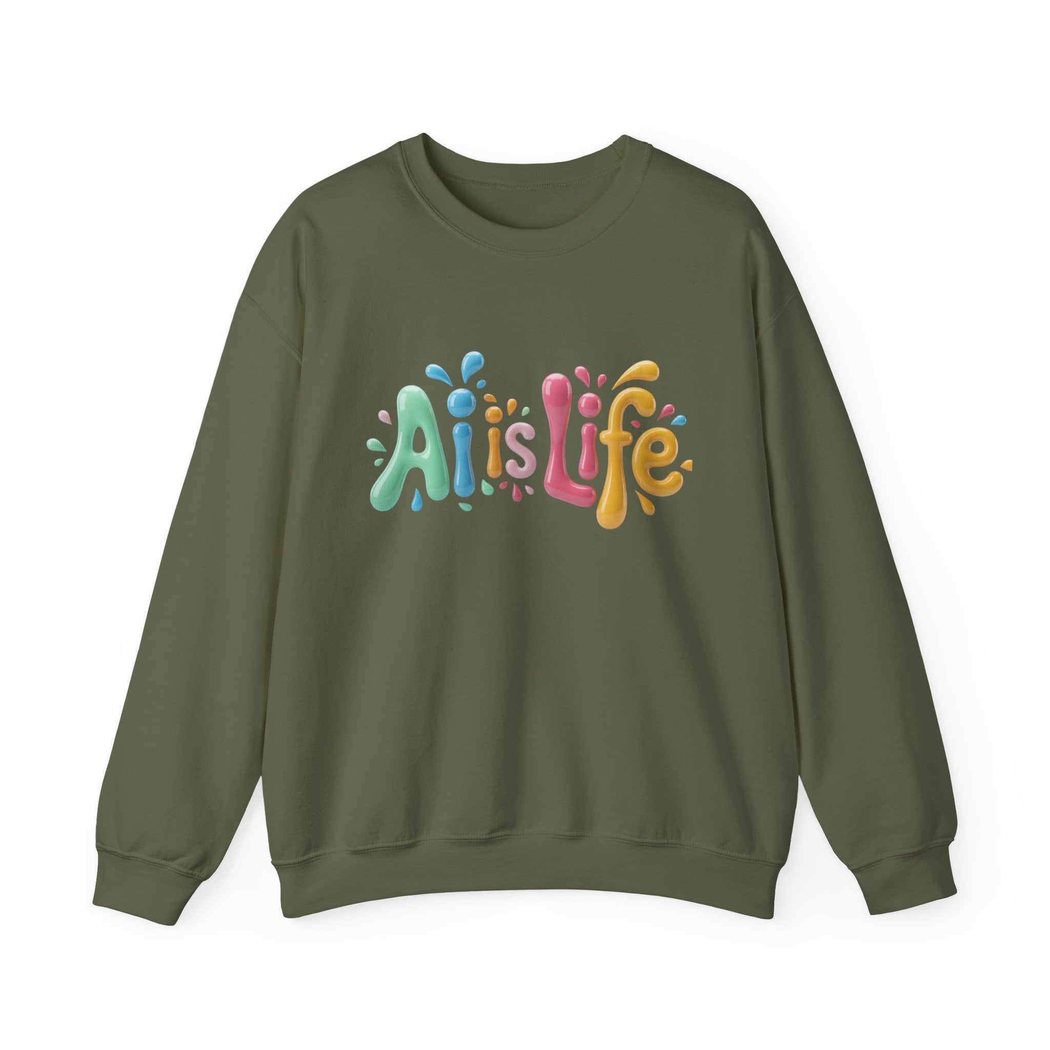 AI IS LIFE  “Colorful Circuit Pop”  Unisex Heavy Blend™ Crewneck Sweatshirt