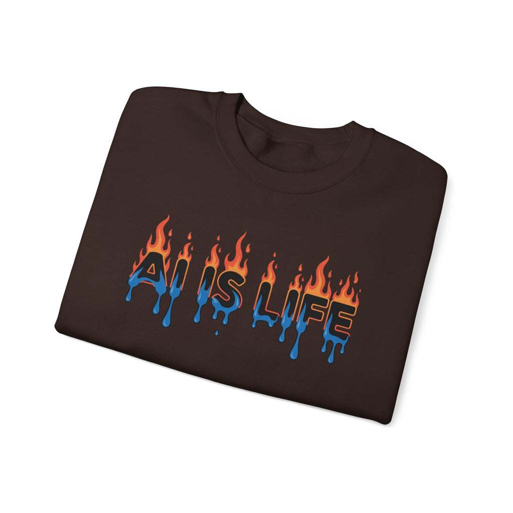 AI IS LIFE – “AI MELTDOWN” Unisex Heavy Blend™ Crewneck Sweatshirt